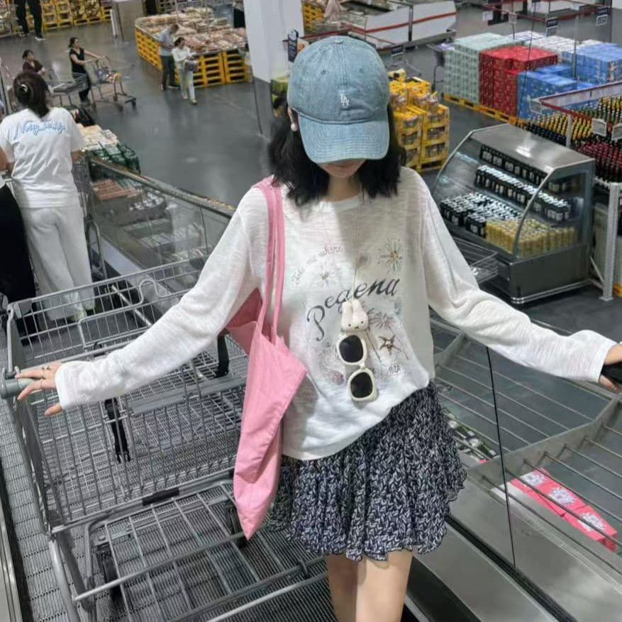 새로운 출처 생방송 품질 긴팔 태양 보호 셔츠 기본 셔츠 꽃 프린트