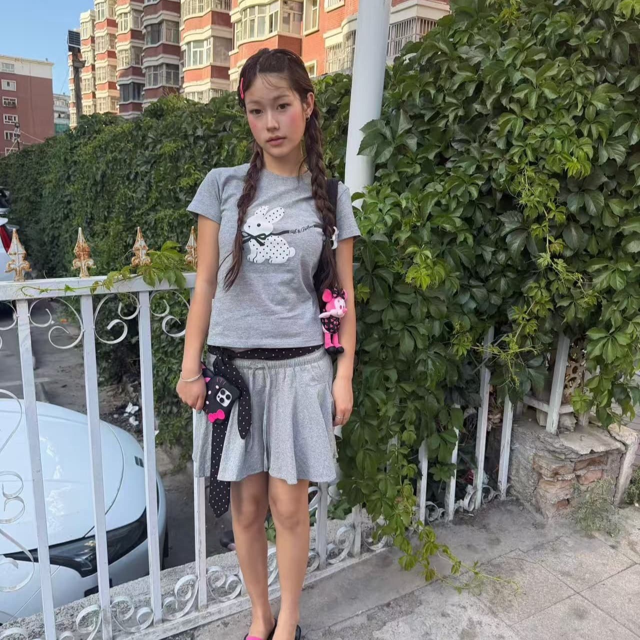 새로운 출처 생방송 품질 이후 패키지 칼라 높은 탄력성 몸매 가꾸기 토끼 프린트 이미지 5