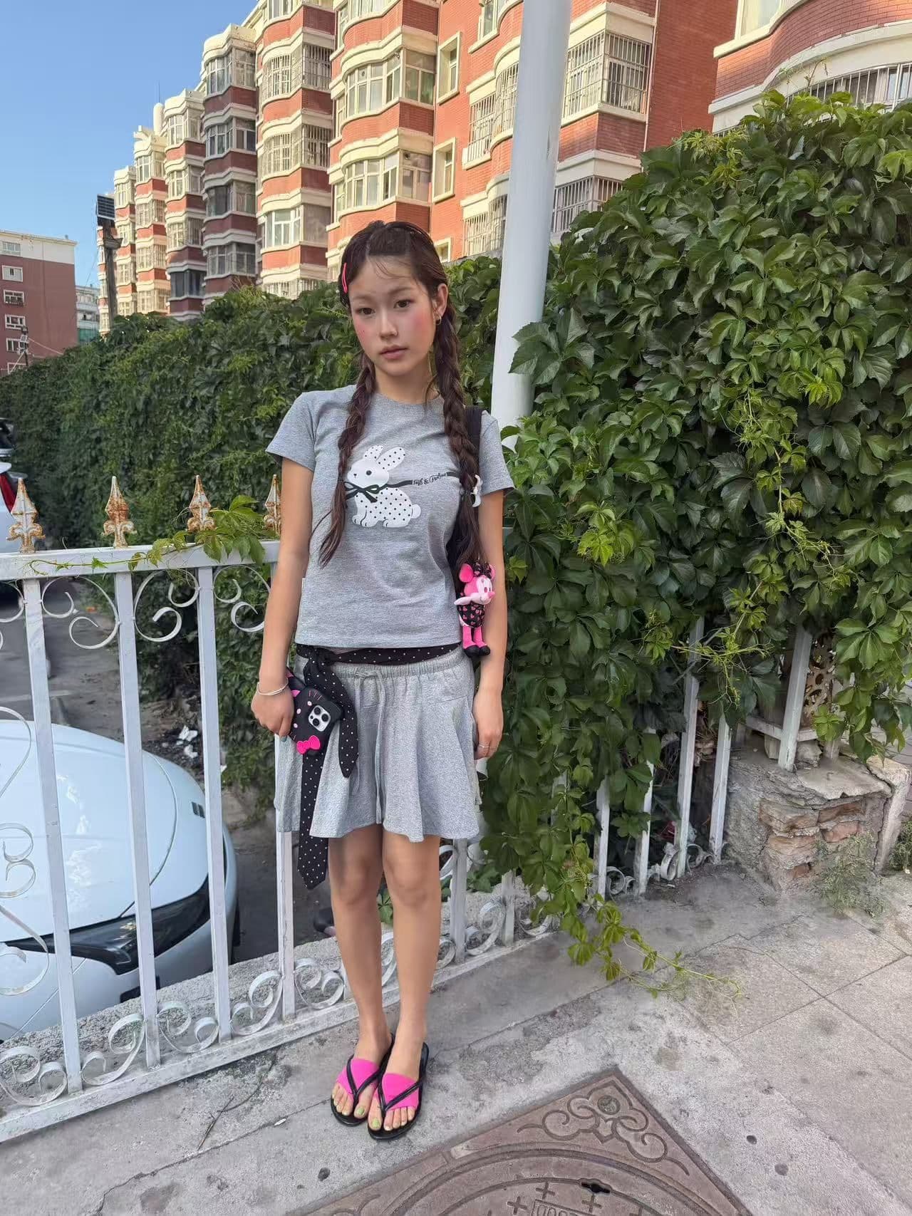새로운 출처 생방송 품질 이후 패키지 칼라 높은 탄력성 몸매 가꾸기 토끼 프린트 상세 이미지 4