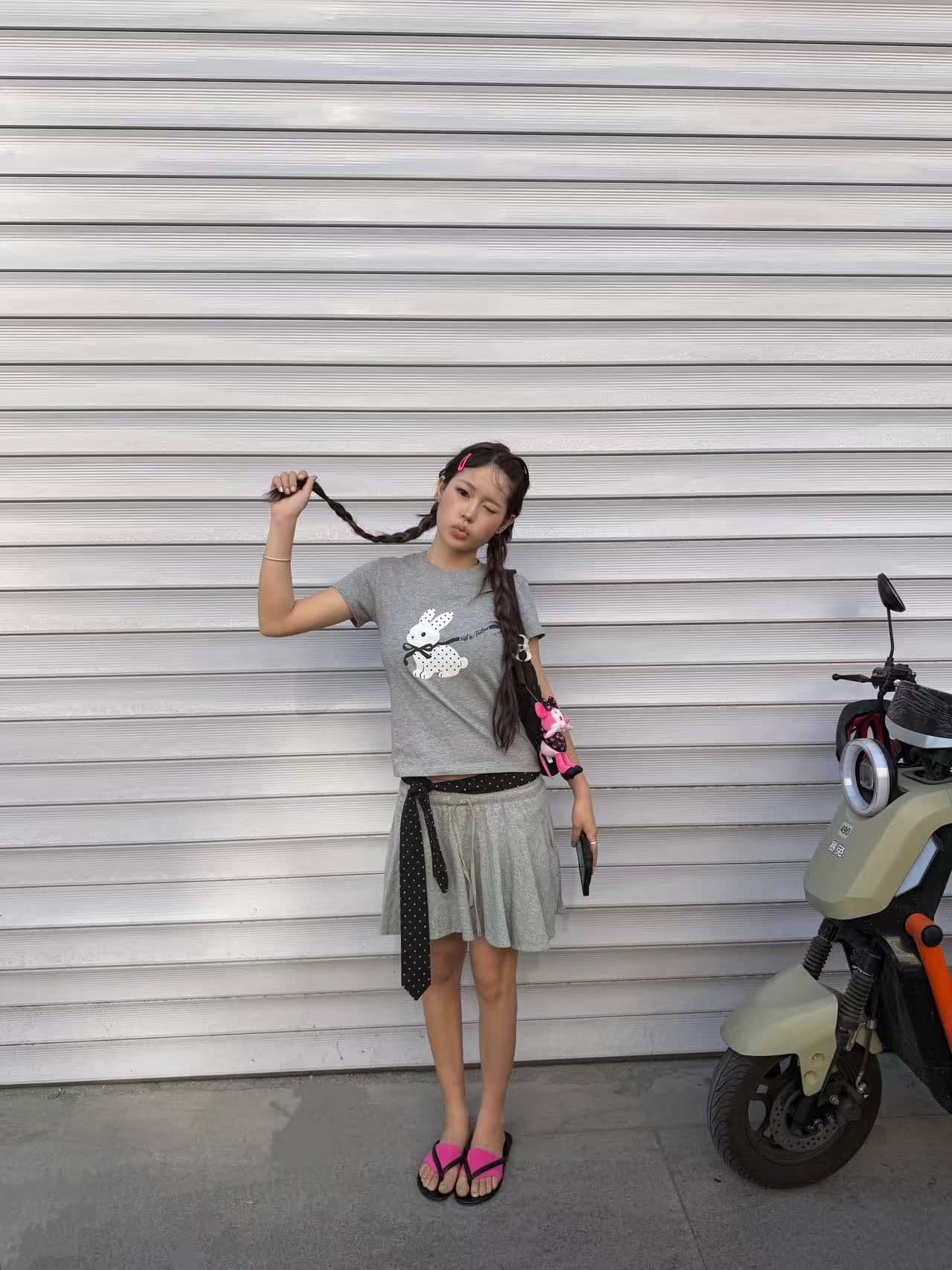 새로운 출처 생방송 품질 이후 패키지 칼라 높은 탄력성 몸매 가꾸기 토끼 프린트 상세 이미지 5