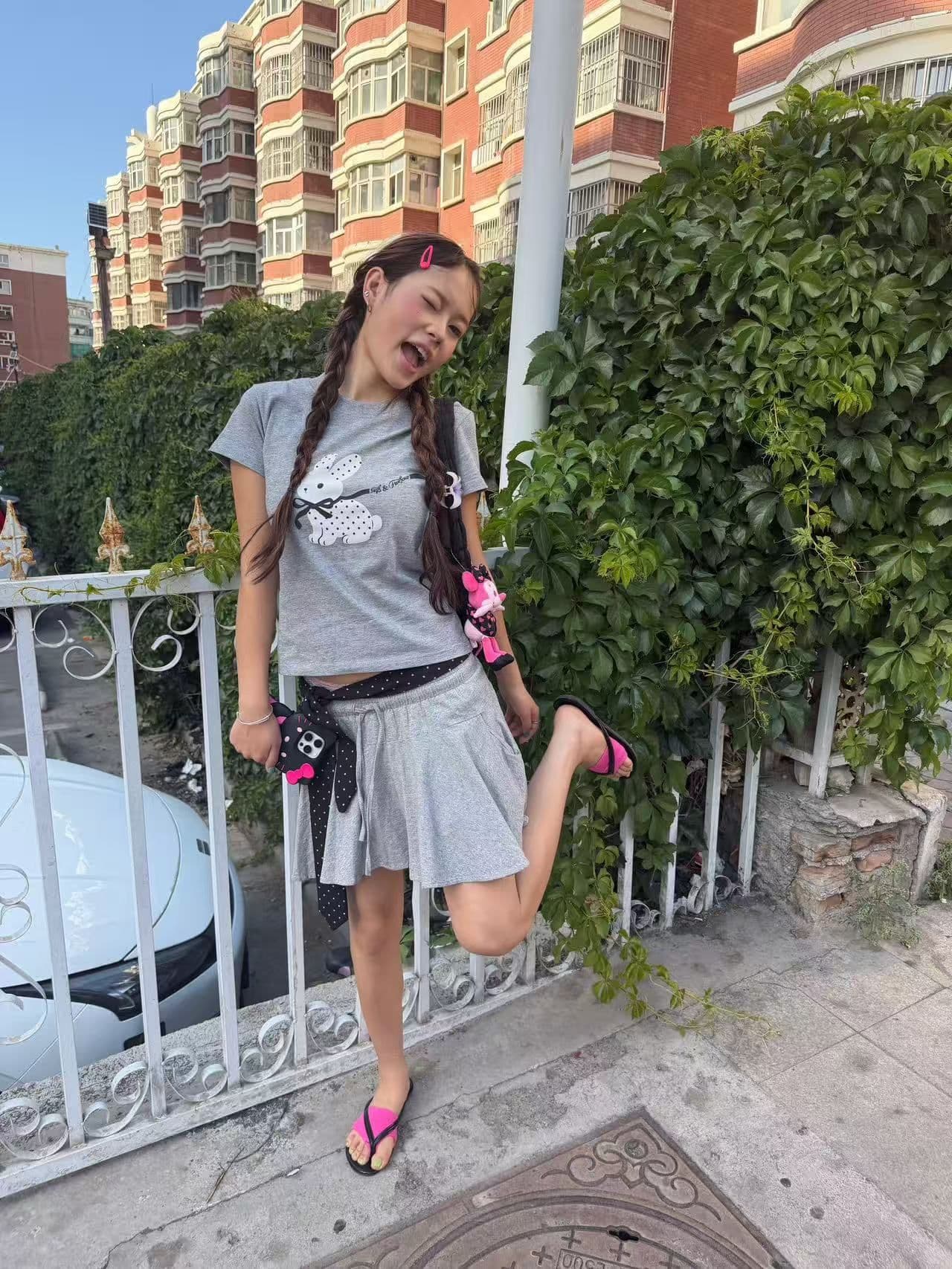 새로운 출처 생방송 품질 이후 패키지 칼라 높은 탄력성 몸매 가꾸기 토끼 프린트 상세 이미지 8