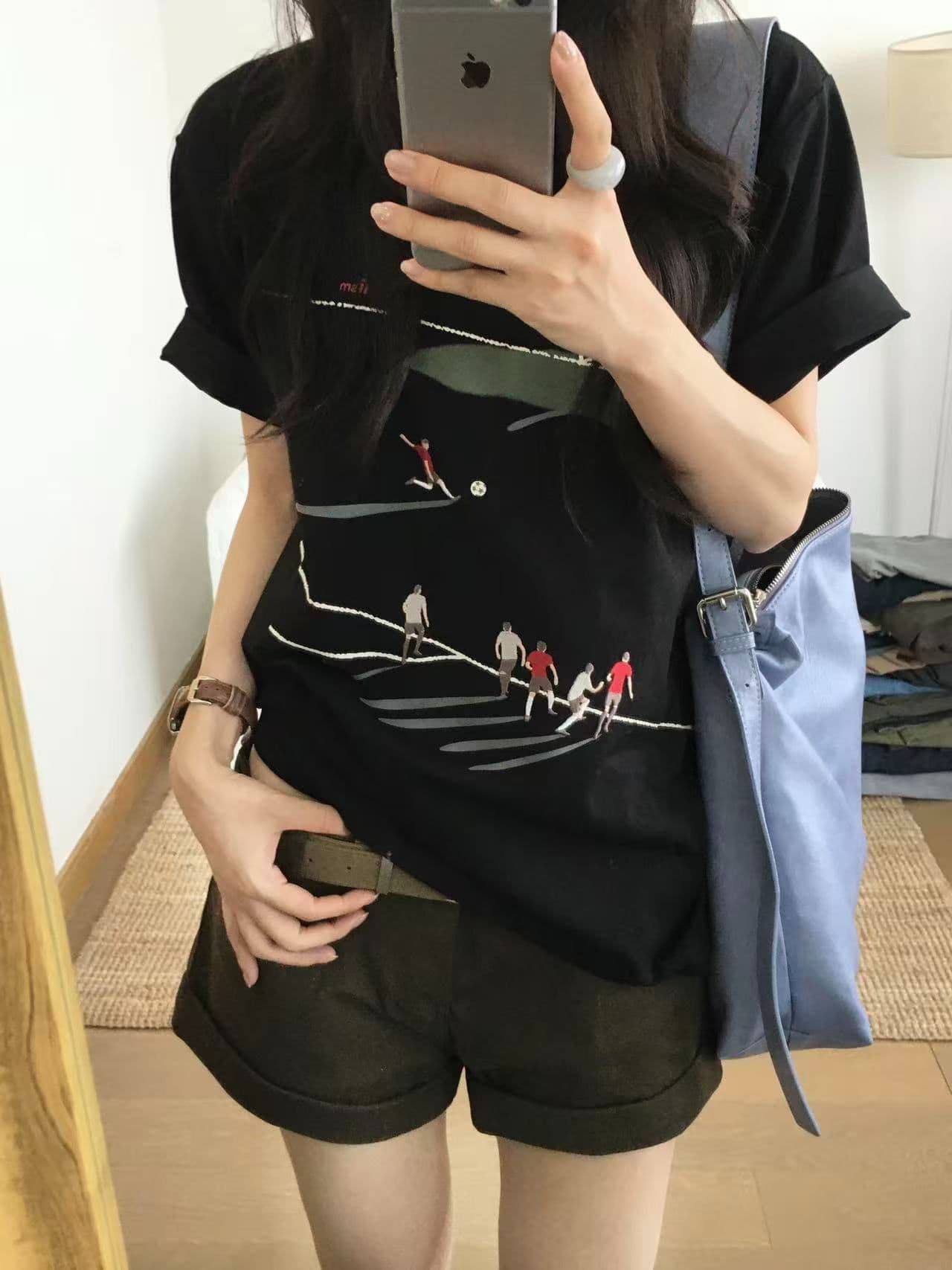 새로운 출처 생방송 품질 이후 패키지 칼라 티셔츠 축구 프린트 맨위