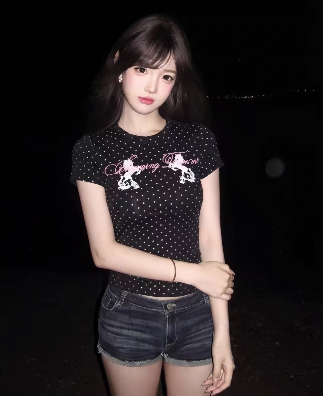 새로운 출처 생방송 품질 신축성 몸매 가꾸기 전체 인쇄 도트 무늬 알파벳 프린트