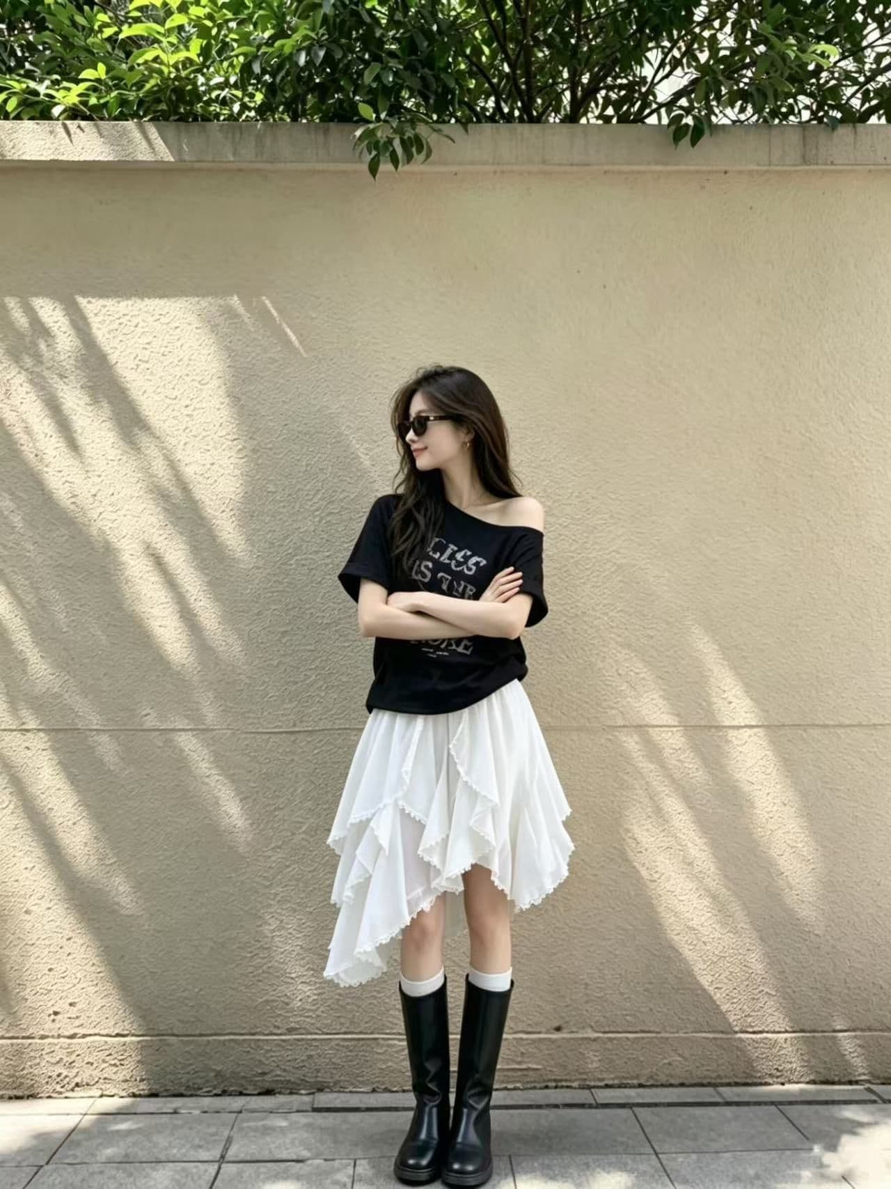 새로운 생방송 품질 비스듬한 어깨 오프숄더 티셔츠 알파벳 프린트 맨위 이미지 2