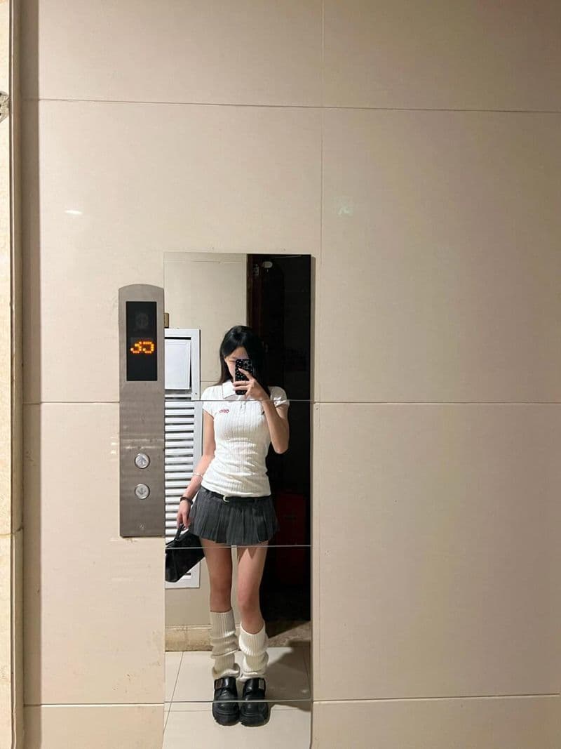 새로운 원본 원단 자수 배색 POLO 칼라 반팔 티셔츠 여성 몸매 가꾸기 맨위 상세 이미지 4