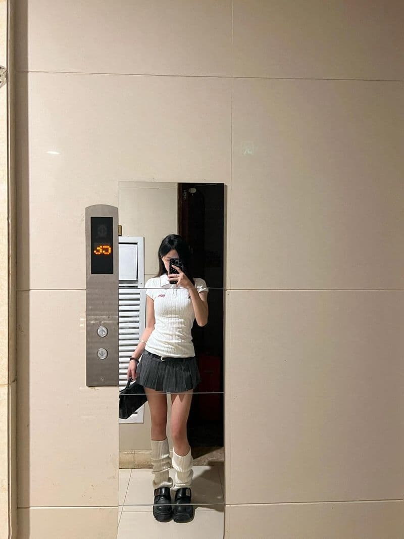 새로운 원본 원단 자수 배색 POLO 칼라 반팔 티셔츠 여성 몸매 가꾸기 맨위 상세 이미지 8