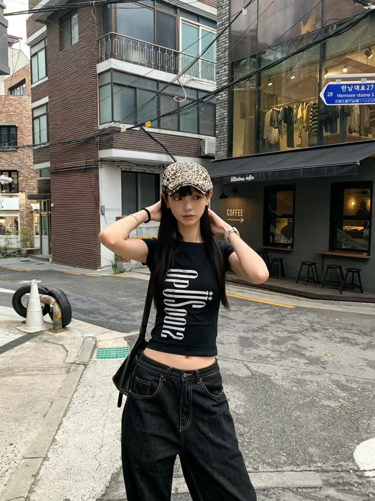 새로운 출처 생방송 품질 이후 패키지 칼라 높은 탄력성 몸매 가꾸기 알파벳 프린트 상세 이미지 3