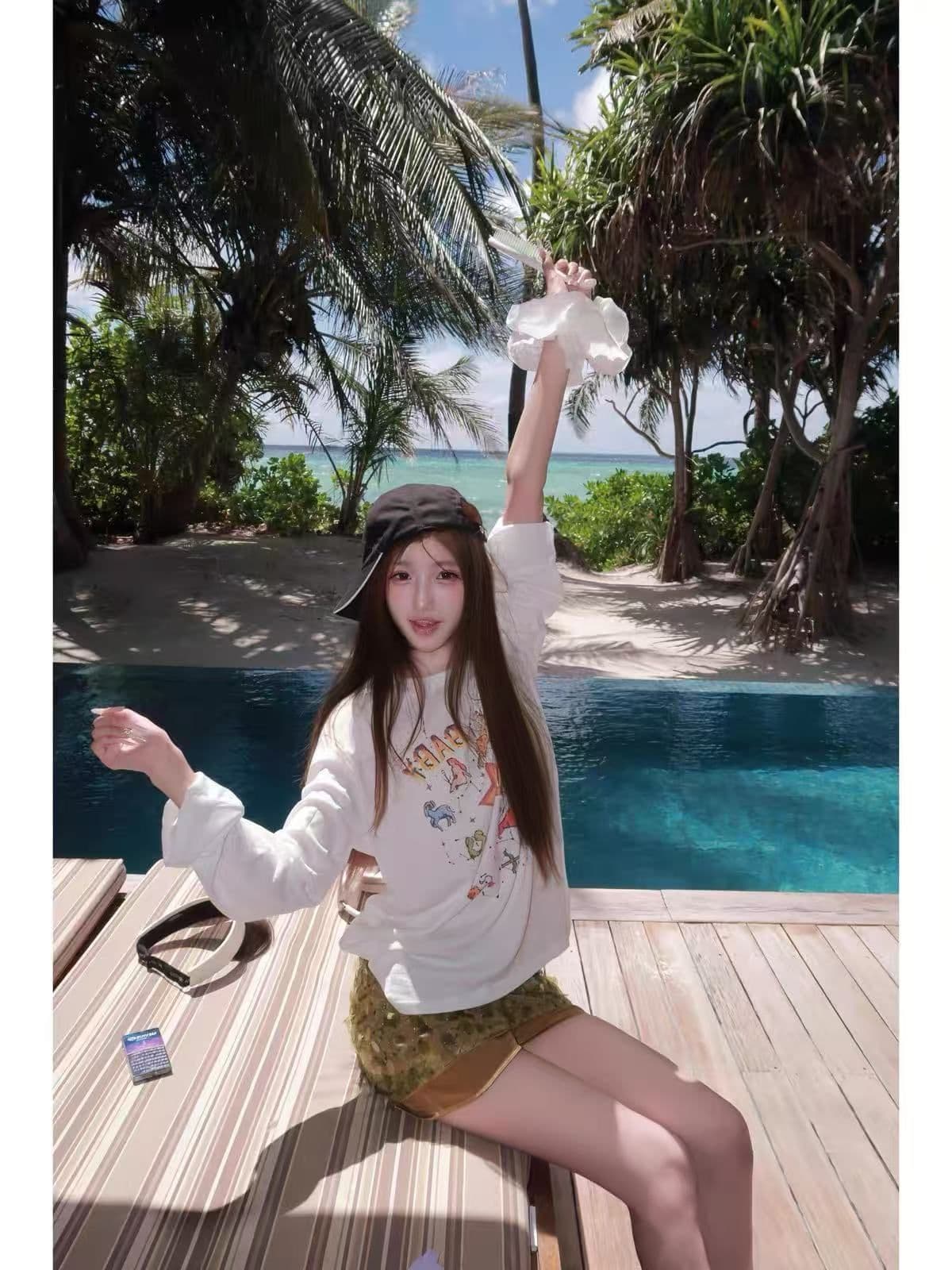 새로운 출처 생방송 품질 긴팔 태양 보호 셔츠 기본 셔츠 별 프린트 상세 이미지 3