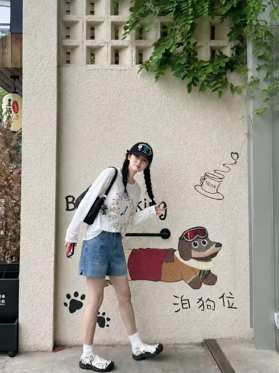 새로운 출처 생방송 품질 긴팔 태양 보호 셔츠 기본 셔츠 고양이 프린트 상세 이미지 3