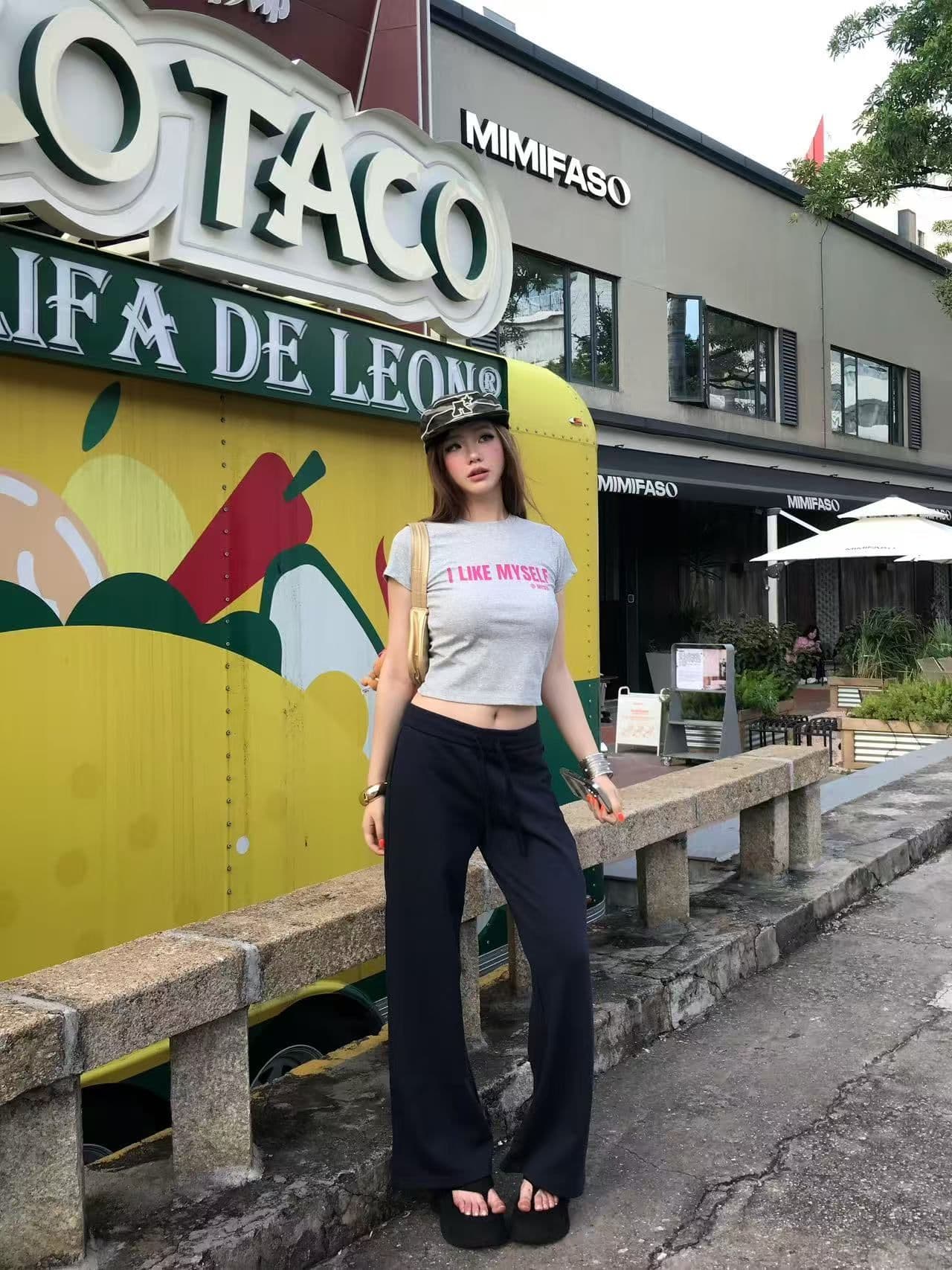 새로운 출처 생방송 품질 이후 패키지 칼라 높은 탄력성 몸매 가꾸기 알파벳 프린트 이미지 4