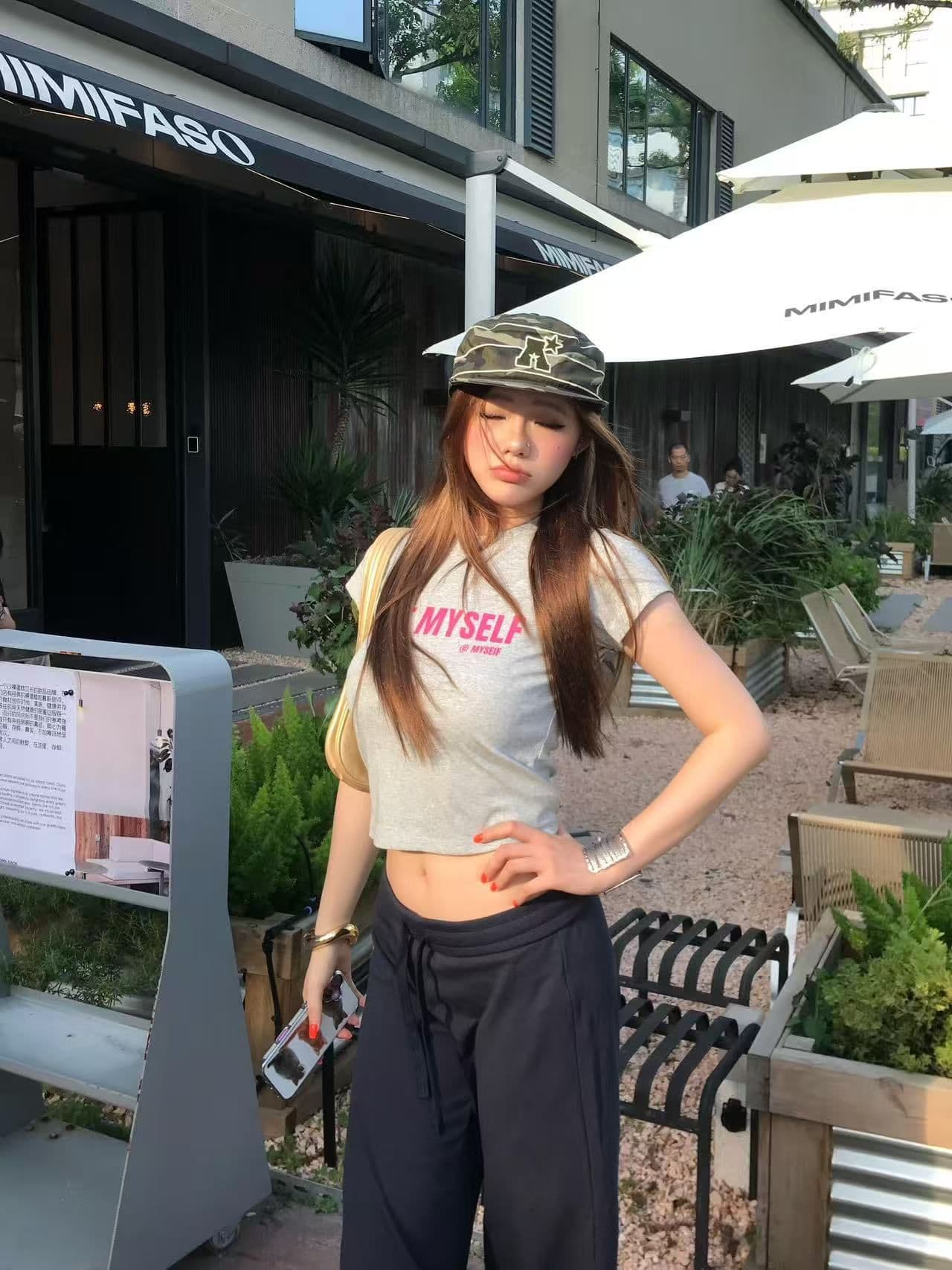 새로운 출처 생방송 품질 이후 패키지 칼라 높은 탄력성 몸매 가꾸기 알파벳 프린트 상세 이미지 2