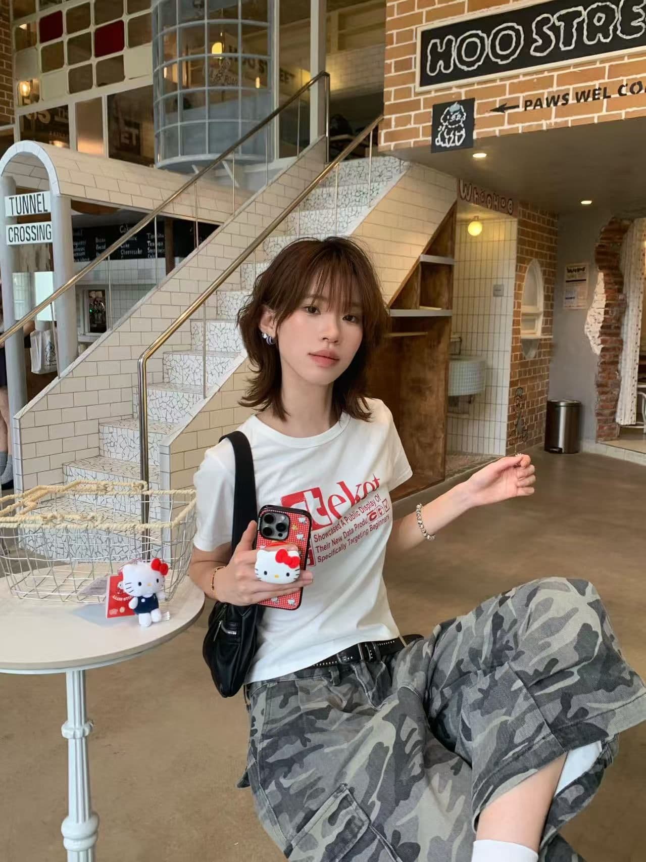 새로운 출처 생방송 품질 이후 패키지 칼라 높은 탄력성 몸매 가꾸기 알파벳 프린트 상세 이미지 4