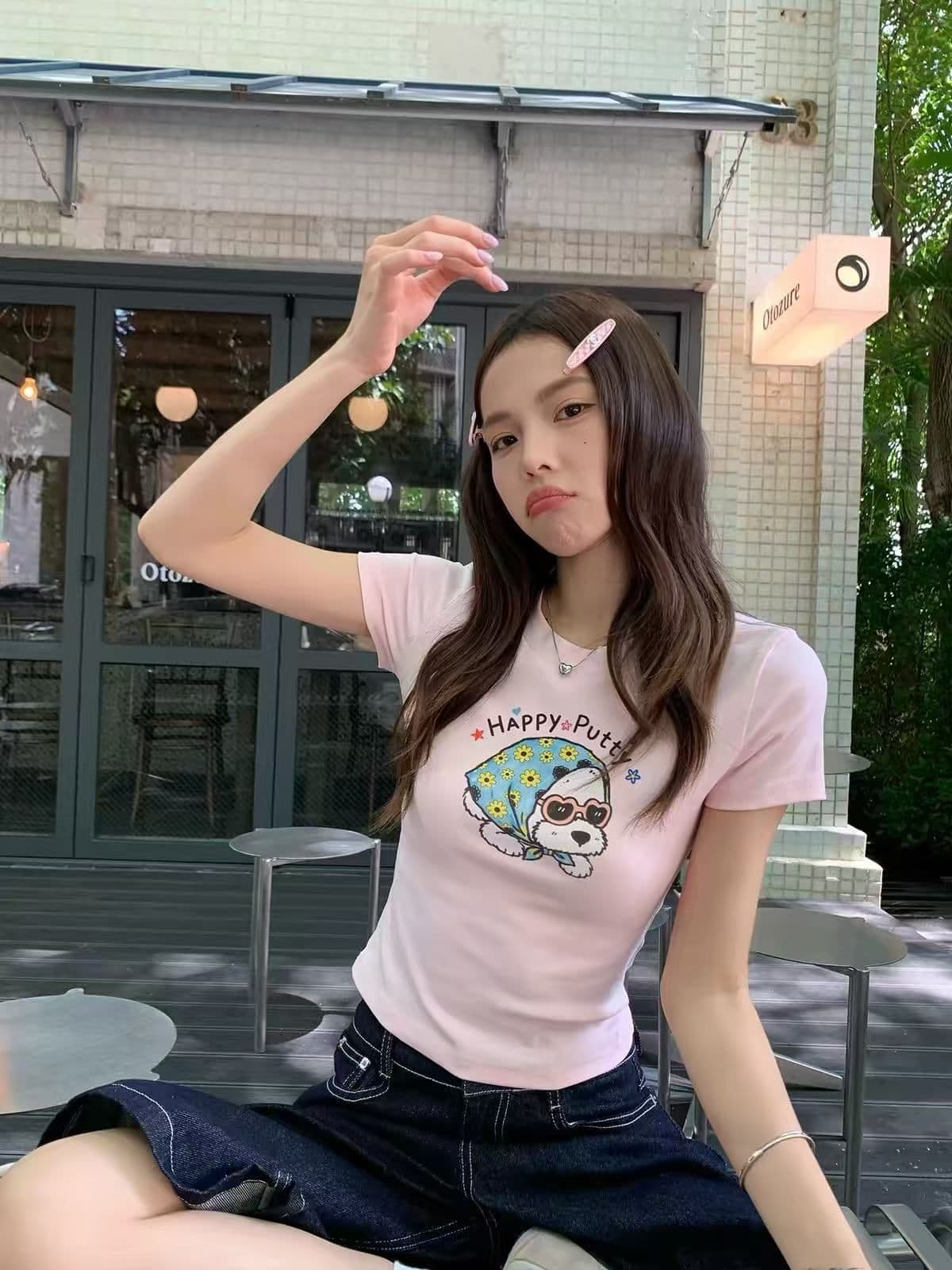 새로운 출처 생방송 품질 이후 패키지 칼라 신축성 몸매 가꾸기 개 프린트 상세 이미지 2