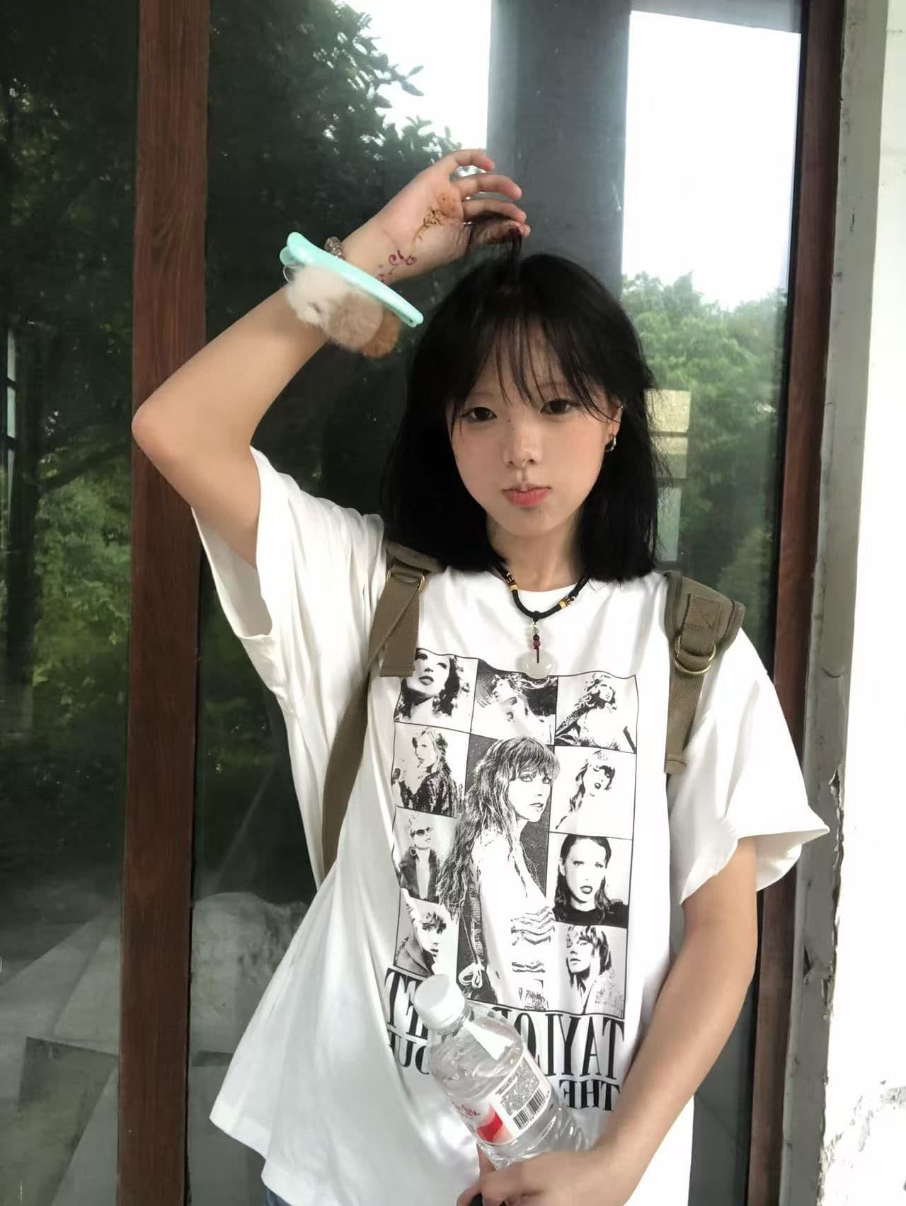 새로운 출처 생방송 품질 이후 패키지 칼라 티셔츠 유럽과 미국 초상화 프린트 상세 이미지 2