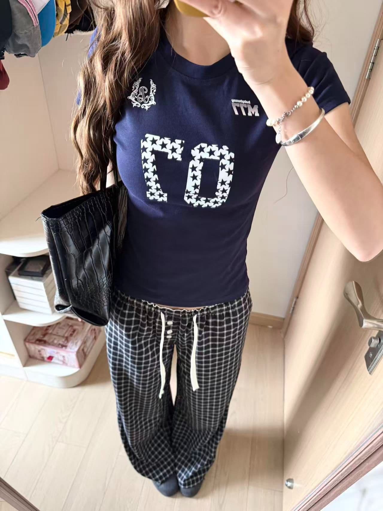 새로운 출처 생방송 품질 이후 패키지 칼라 높은 탄력성 몸매 가꾸기 숫자 프린트 상세 이미지 3