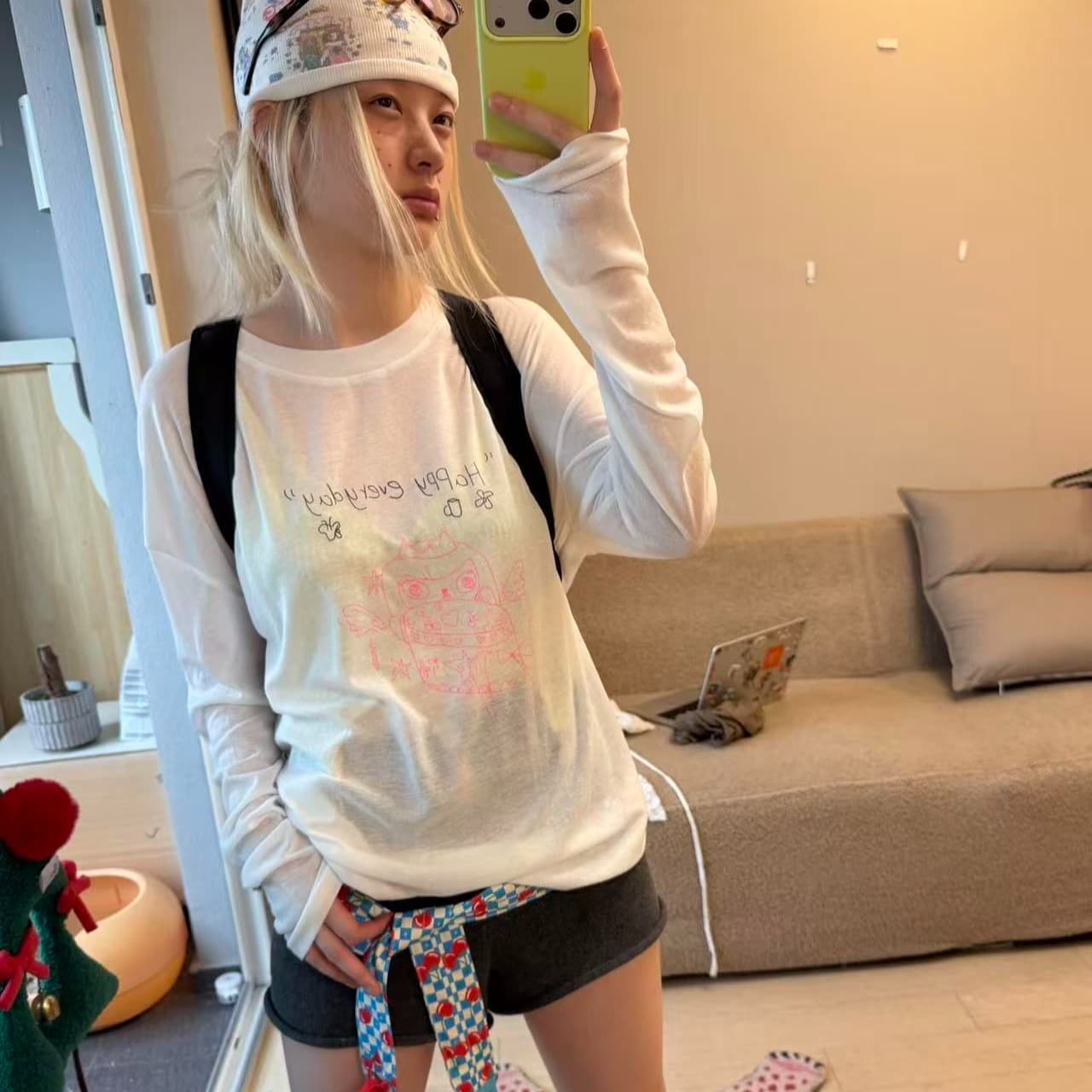 새로운 출처 생방송 품질 긴팔 태양 보호 셔츠 기본 셔츠 만화 프린트 이미지 5