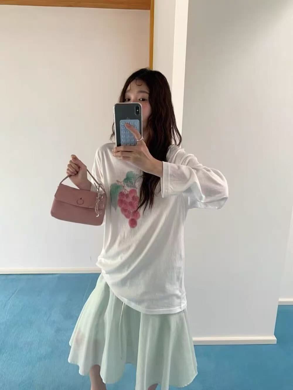 새로운 출처 생방송 품질 긴팔 태양 보호 셔츠 기본 셔츠 포도 프린트 상세 이미지 3