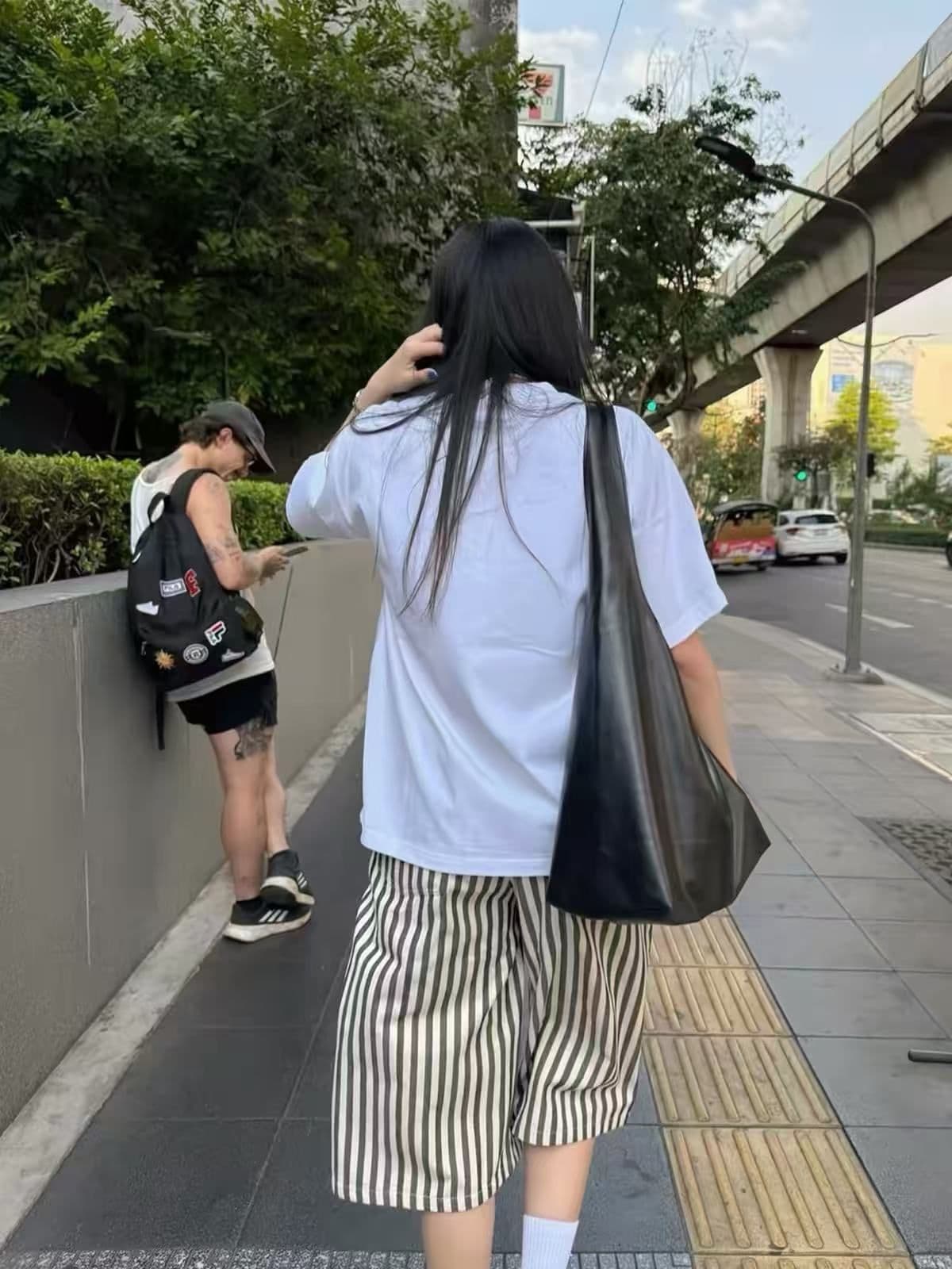새로운 생방송 품질 이후 패키지 칼라 반팔 티셔츠 낙서 과일 프린트 상세 이미지 6
