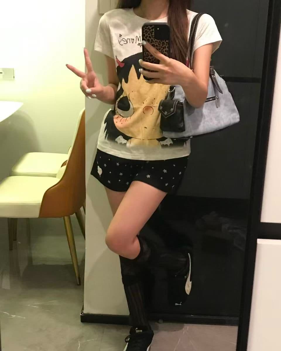 새로운 출처 생방송 품질 이후 패키지 칼라 신축성 몸매 가꾸기 만화 프린트 이미지 4