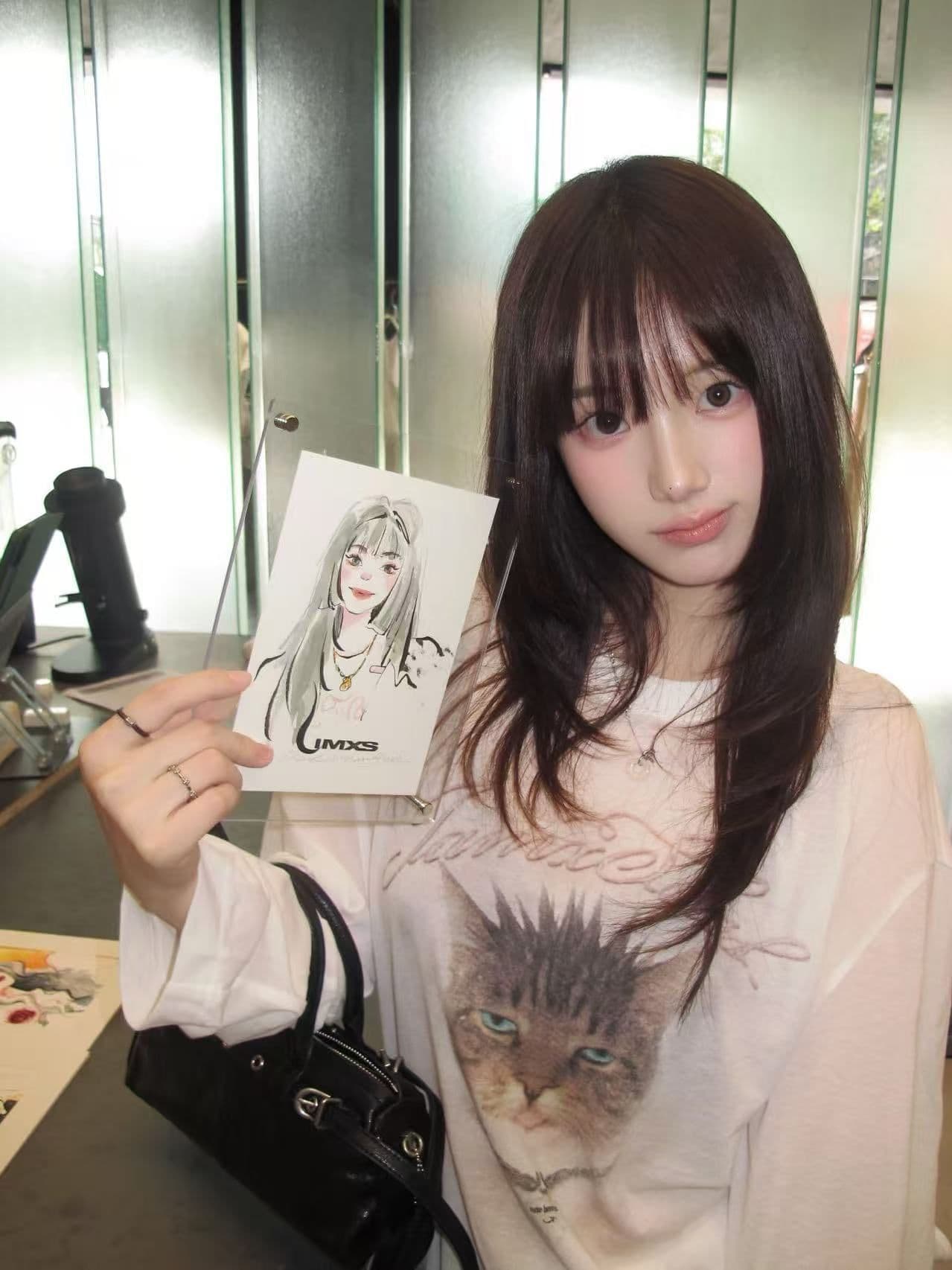 새로운 출처 생방송 품질 긴팔 태양 보호 셔츠 블라우스 만나는 고양이 프린트 이미지 3