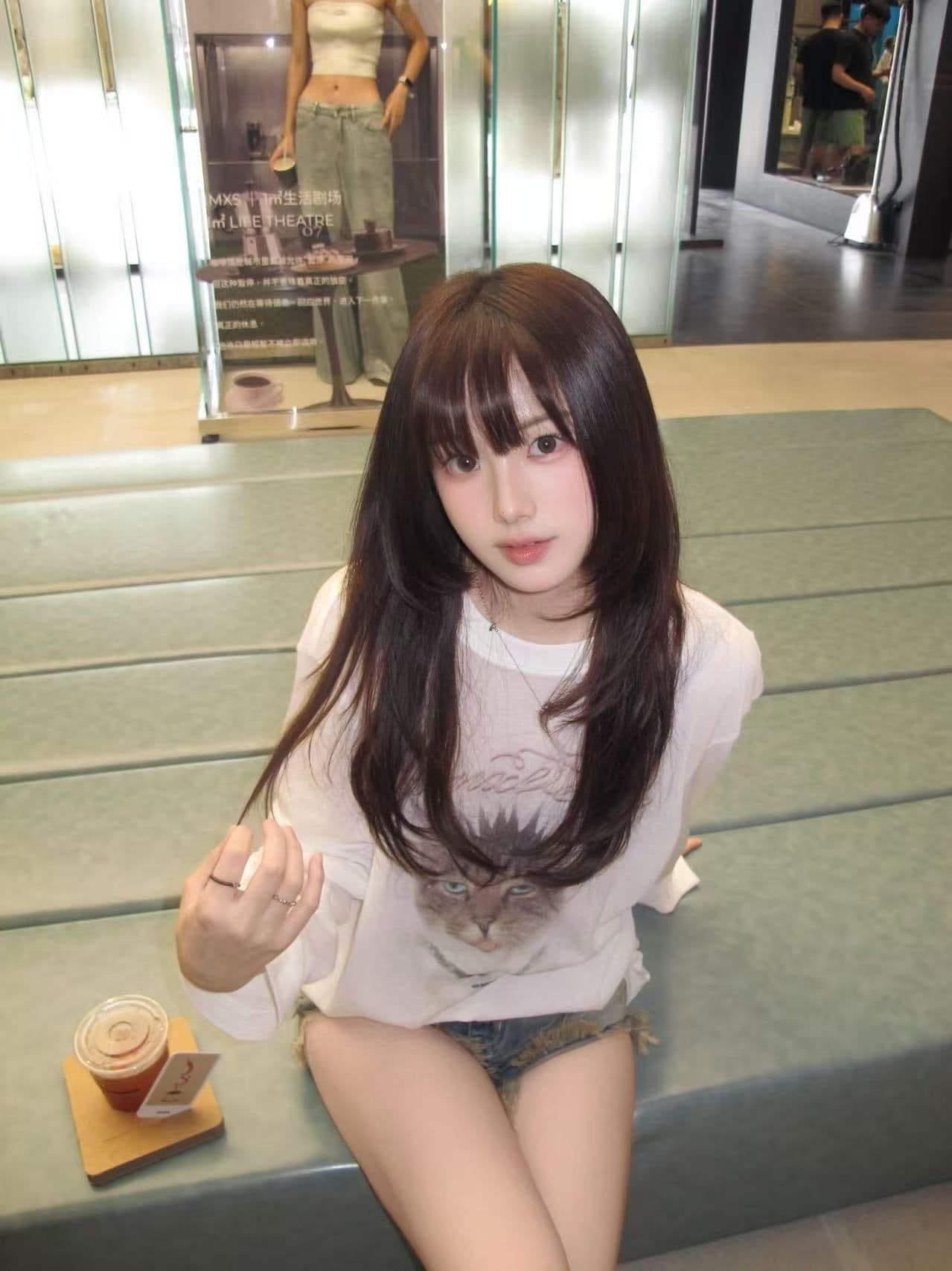 새로운 출처 생방송 품질 긴팔 태양 보호 셔츠 블라우스 만나는 고양이 프린트 이미지 4
