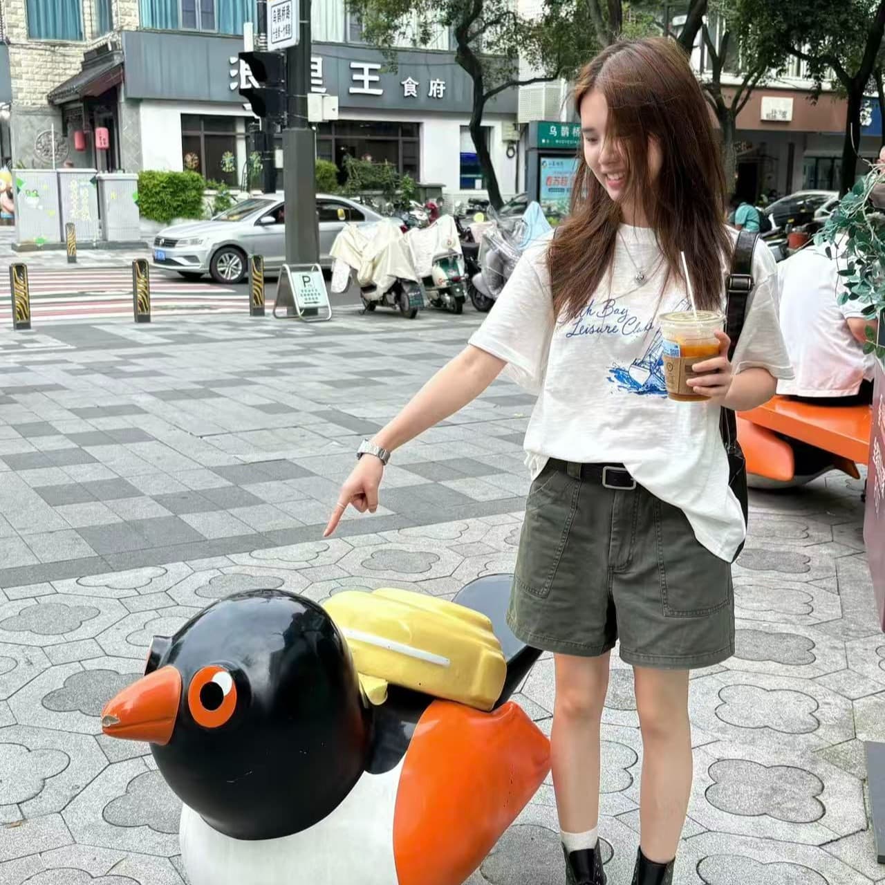 새로운 생방송 품질 이후 패키지 칼라 라운드 넥 반팔 티셔츠 돛 프린트 이미지 5