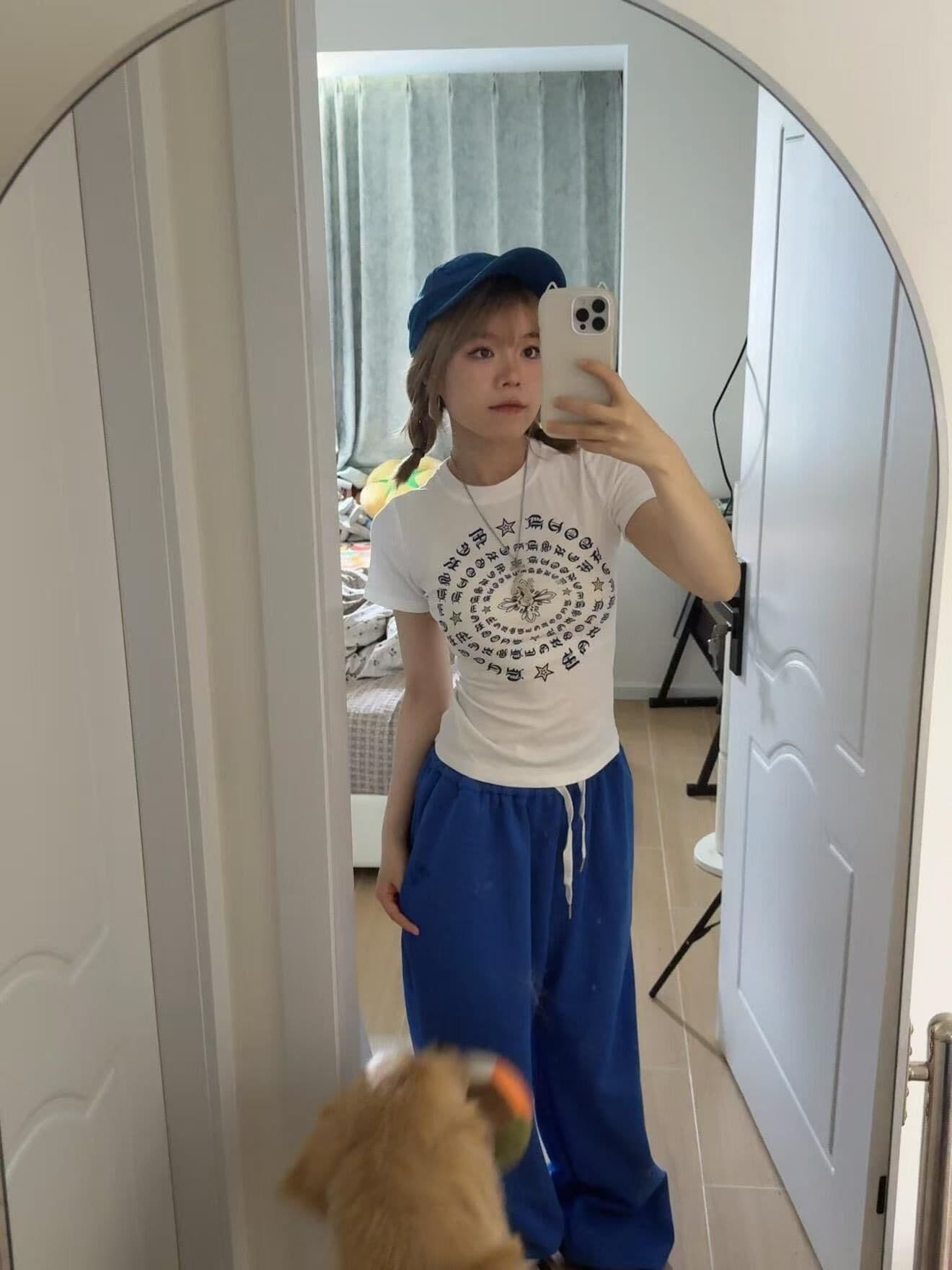 새로운 출처 생방송 품질 이후 패키지 칼라 높은 탄력성 몸매 가꾸기 알파벳 프린트 이미지 2