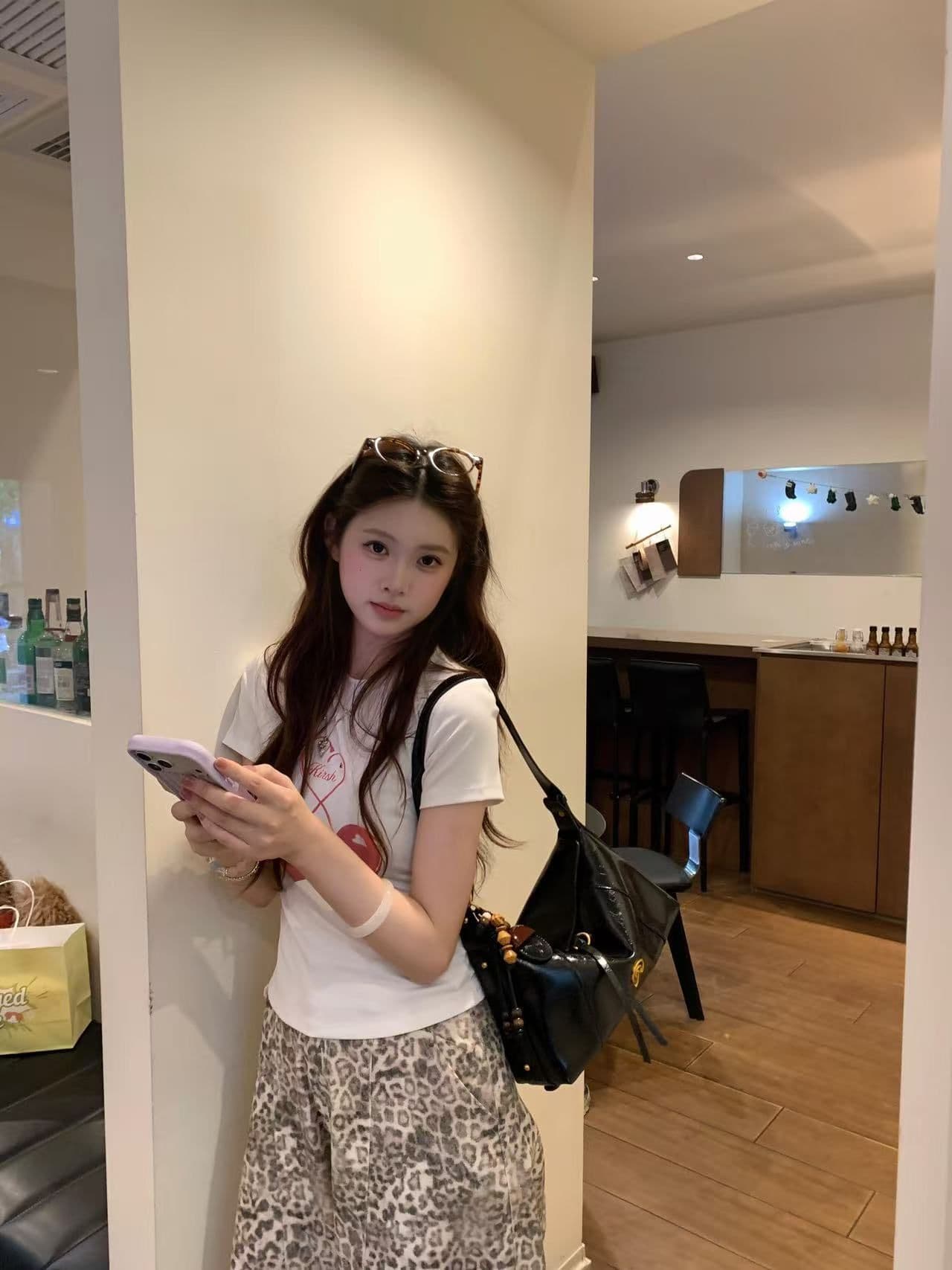 새로운 출처 생방송 품질 이후 패키지 칼라 높은 탄력성 몸매 가꾸기 체리 프린트 이미지 3