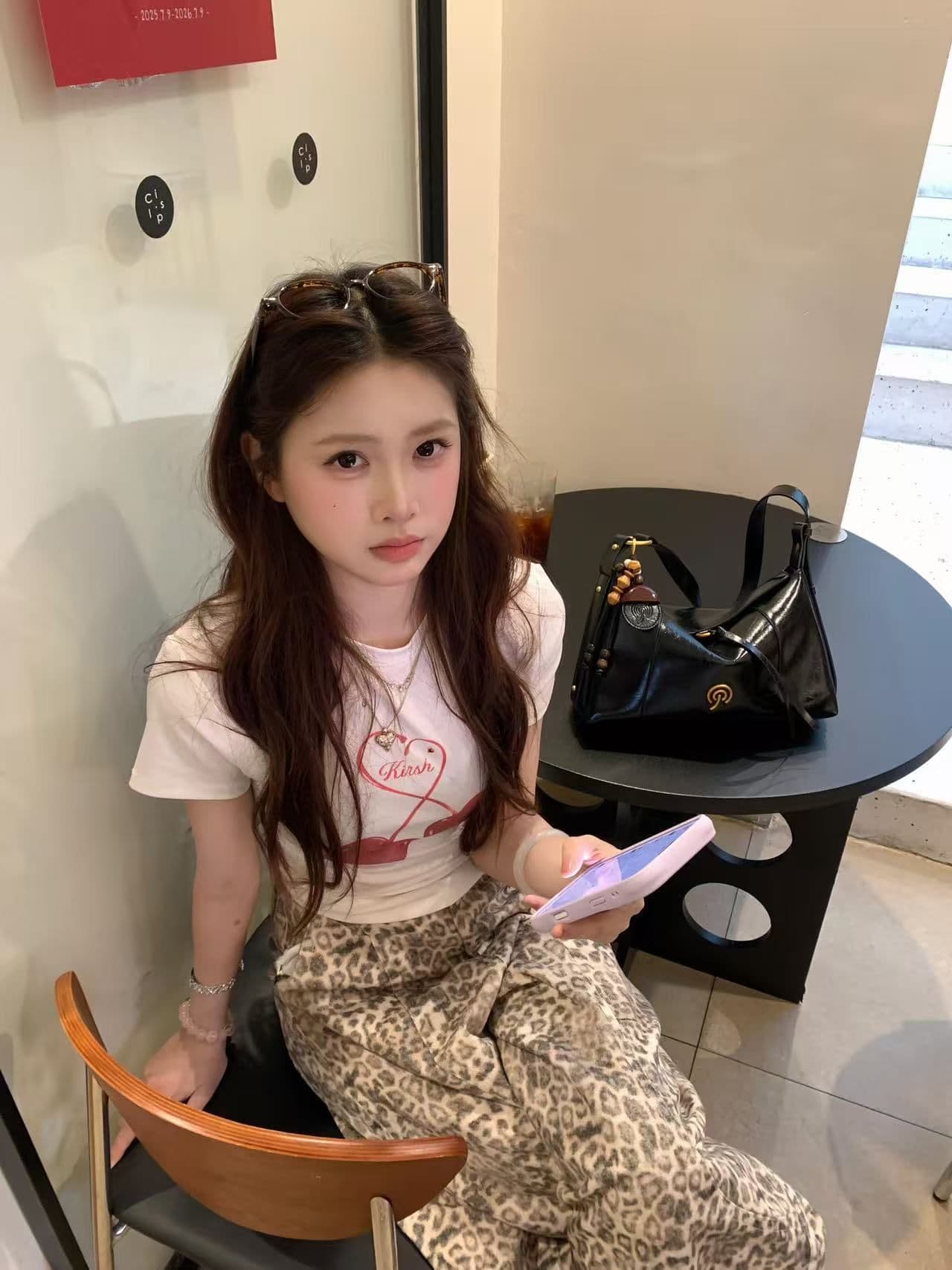 새로운 출처 생방송 품질 이후 패키지 칼라 높은 탄력성 몸매 가꾸기 체리 프린트 이미지 4