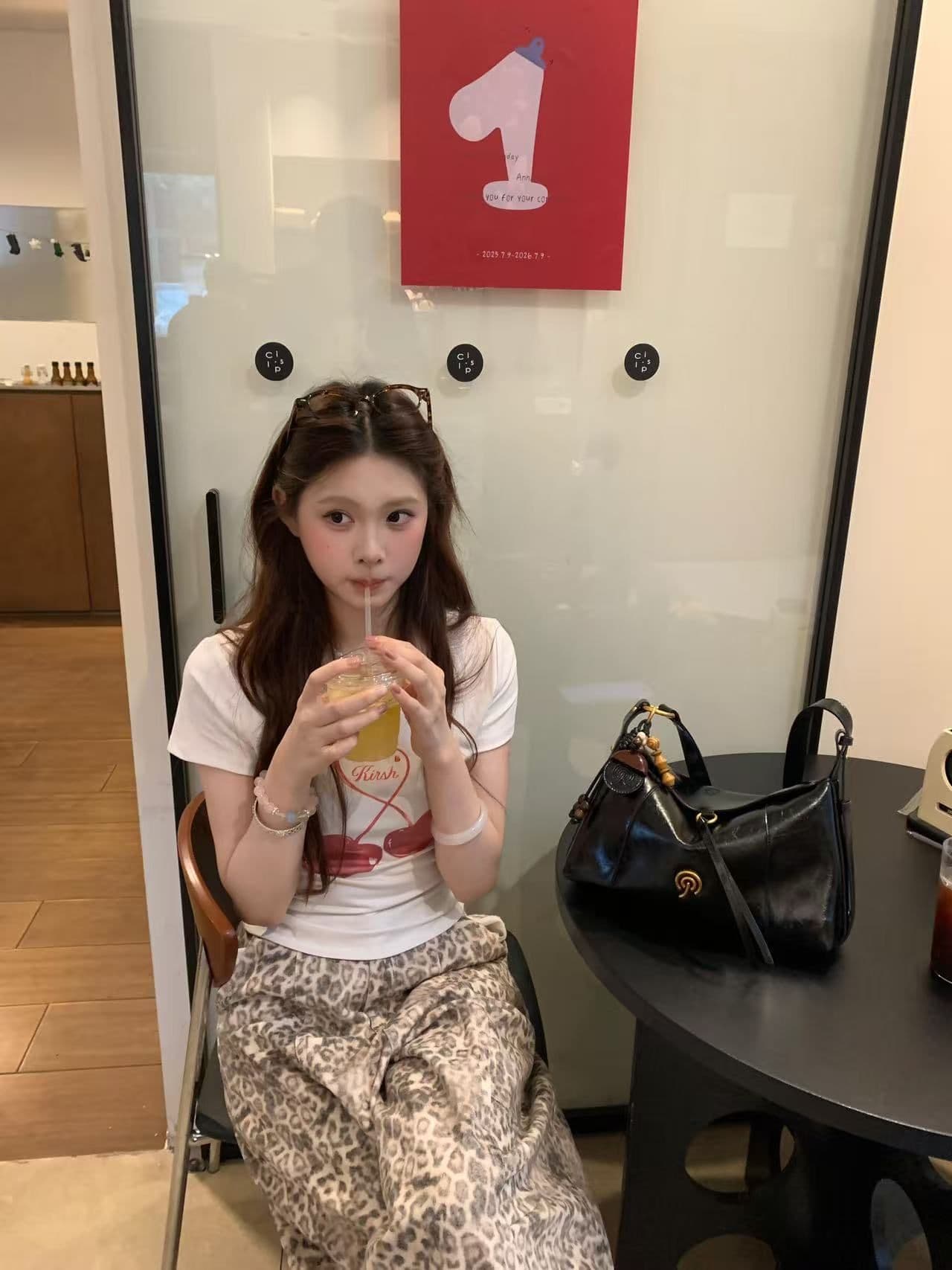 새로운 출처 생방송 품질 이후 패키지 칼라 높은 탄력성 몸매 가꾸기 체리 프린트 상세 이미지 7