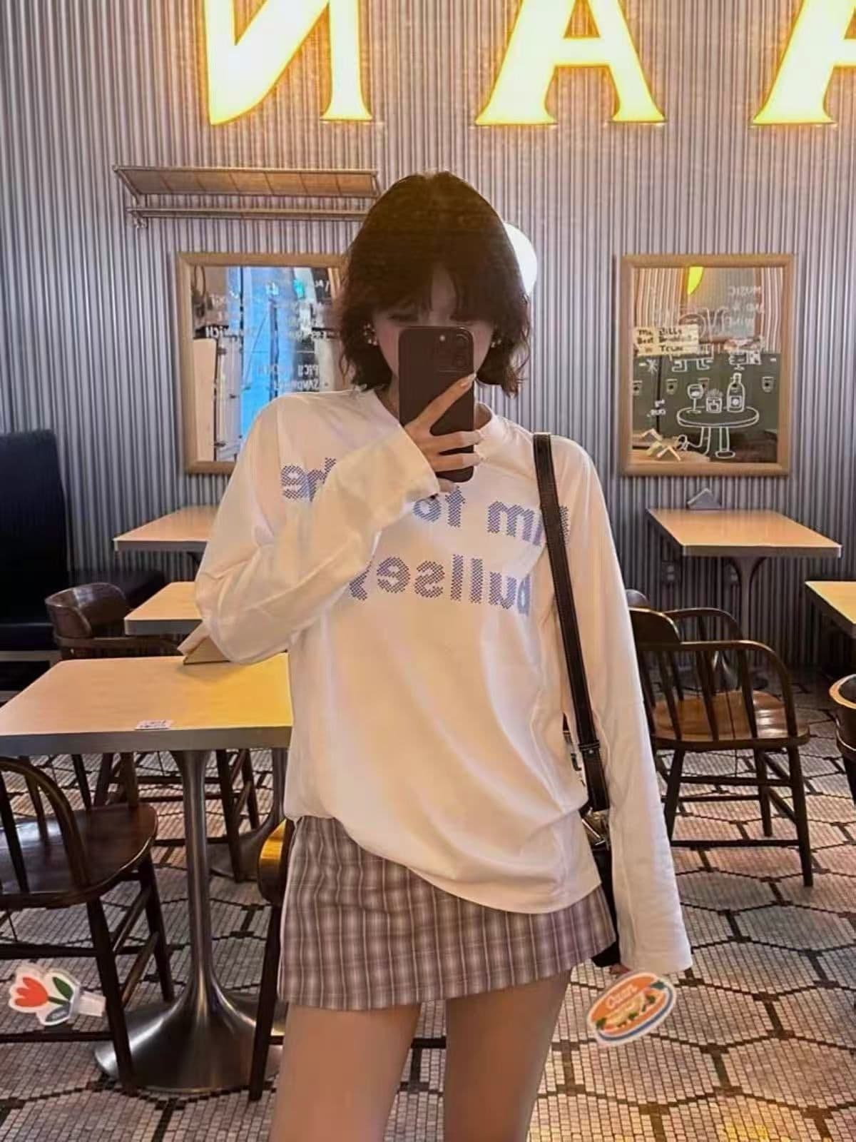 봄 가을 새로운 이후 패키지 칼라 긴팔 라운드 넥 티셔츠 알파벳 프린트 맨위 상세 이미지 3