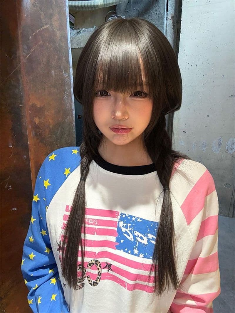 새로운 좋은 품질 비 압력 그림 긴팔 티셔츠 여성 상세 이미지 6