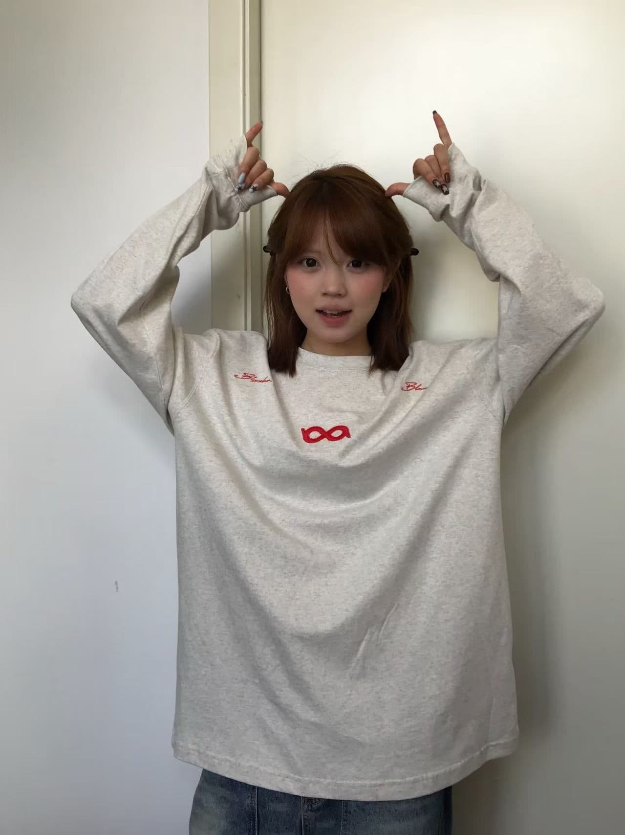 새로운 전후 자수 긴팔 티셔츠 남녀 이미지 4