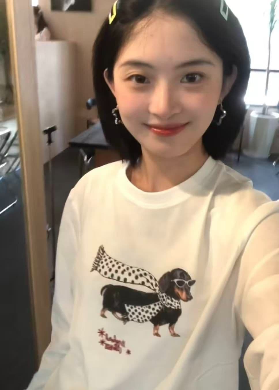 봄 가을 새로운 이후 패키지 칼라 긴팔 라운드 넥 티셔츠 개 프린트 맨위