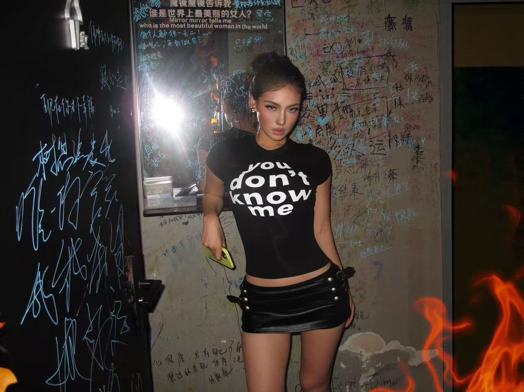 새로운 출처 생방송 품질 이후 패키지 칼라 신축성 몸매 가꾸기 알파벳 프린트 상세 이미지 2