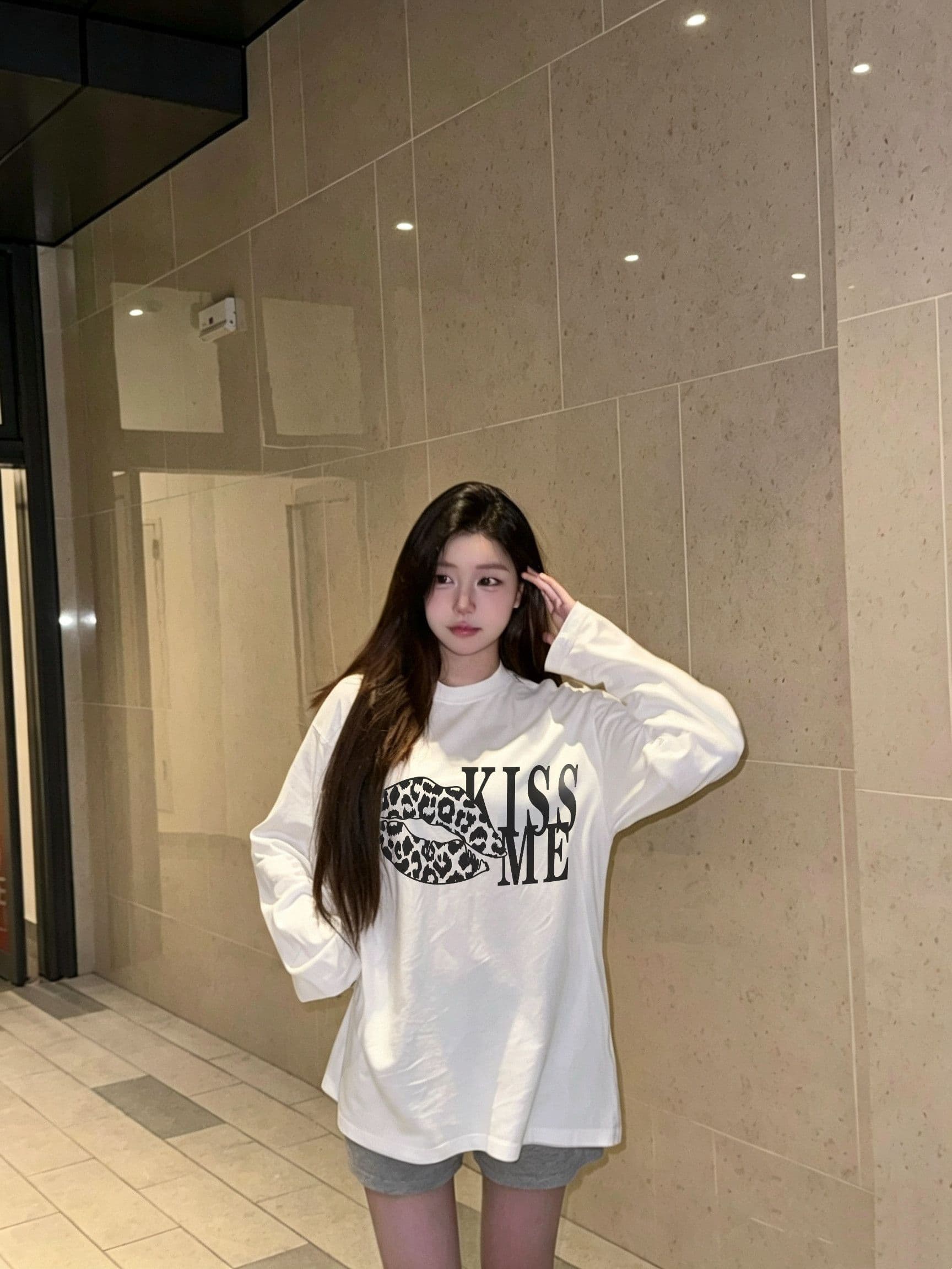 봄 가을 새로운 이후 패키지 칼라 긴팔 라운드 넥 티셔츠 알파벳 프린트