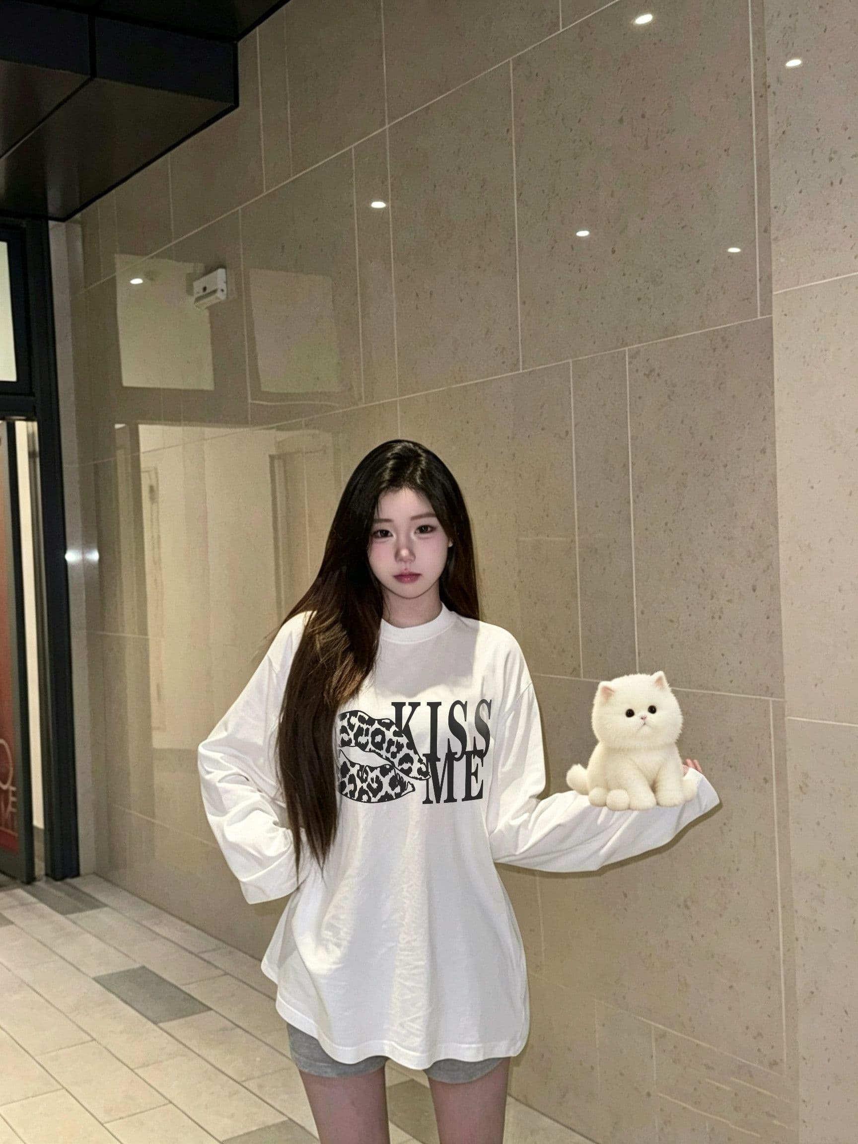 봄 가을 새로운 이후 패키지 칼라 긴팔 라운드 넥 티셔츠 알파벳 프린트 상세 이미지 3