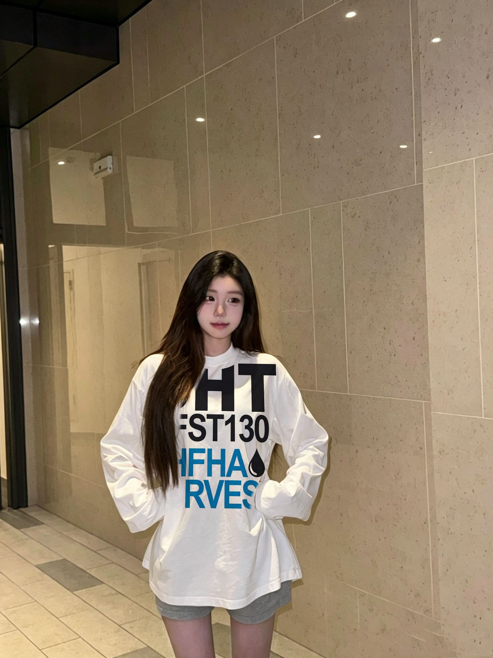 봄 가을 새로운 이후 패키지 칼라 긴팔 라운드 넥 티셔츠 알파벳 프린트 상세 이미지 2
