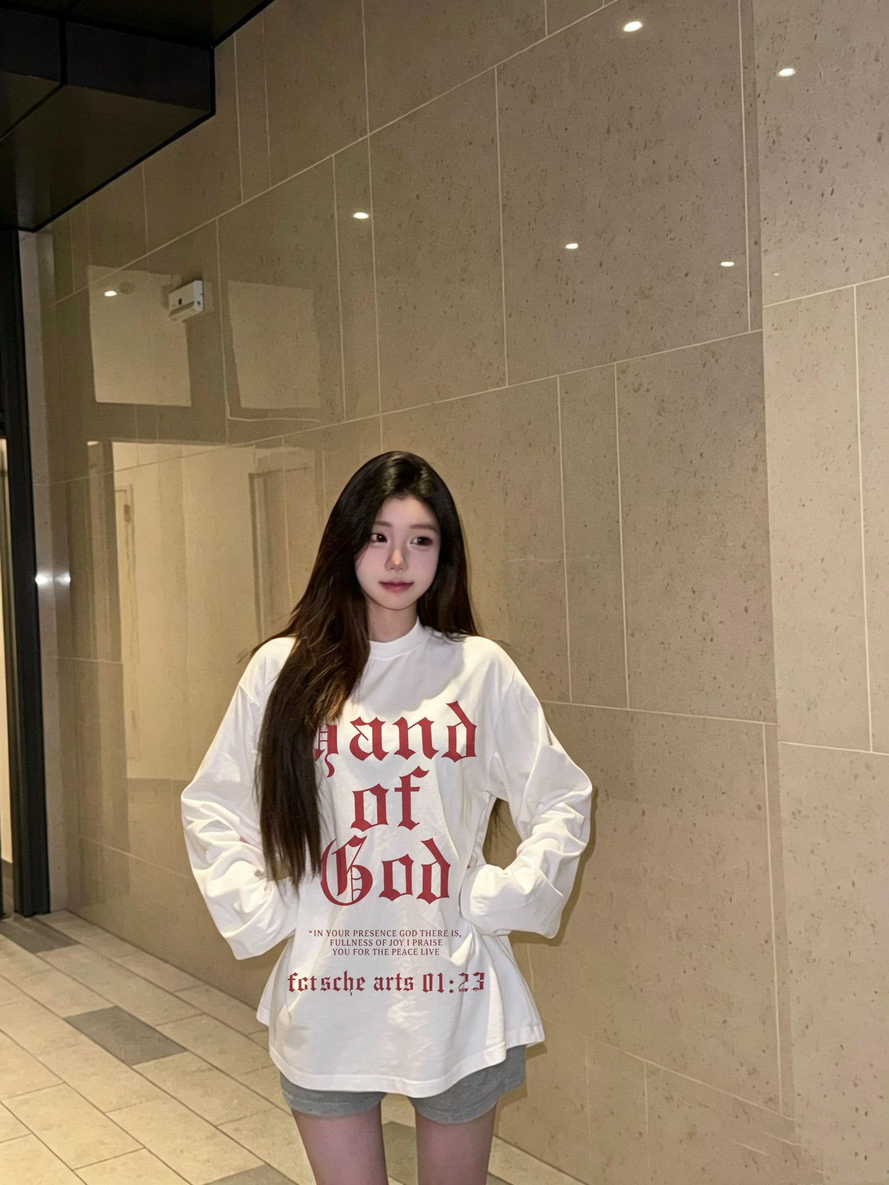 봄 가을 새로운 이후 패키지 칼라 긴팔 라운드 넥 티셔츠 알파벳 프린트 상세 이미지 4