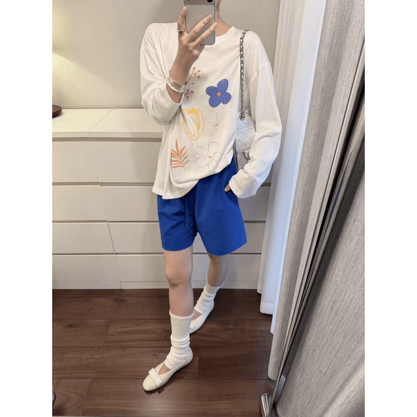 새로운 출처 생방송 품질 긴팔 태양 보호 셔츠 블라우스 꽃 프린트 맨위 이미지 5