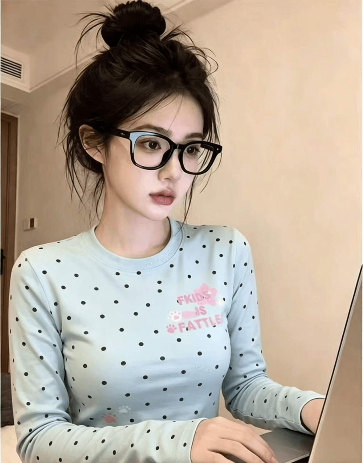 새로운 출처 생방송 품질 긴팔 수리 뒤에 패키지 칼라 전체 인쇄 도트 무늬 알파벳 프린트 상세 이미지 5