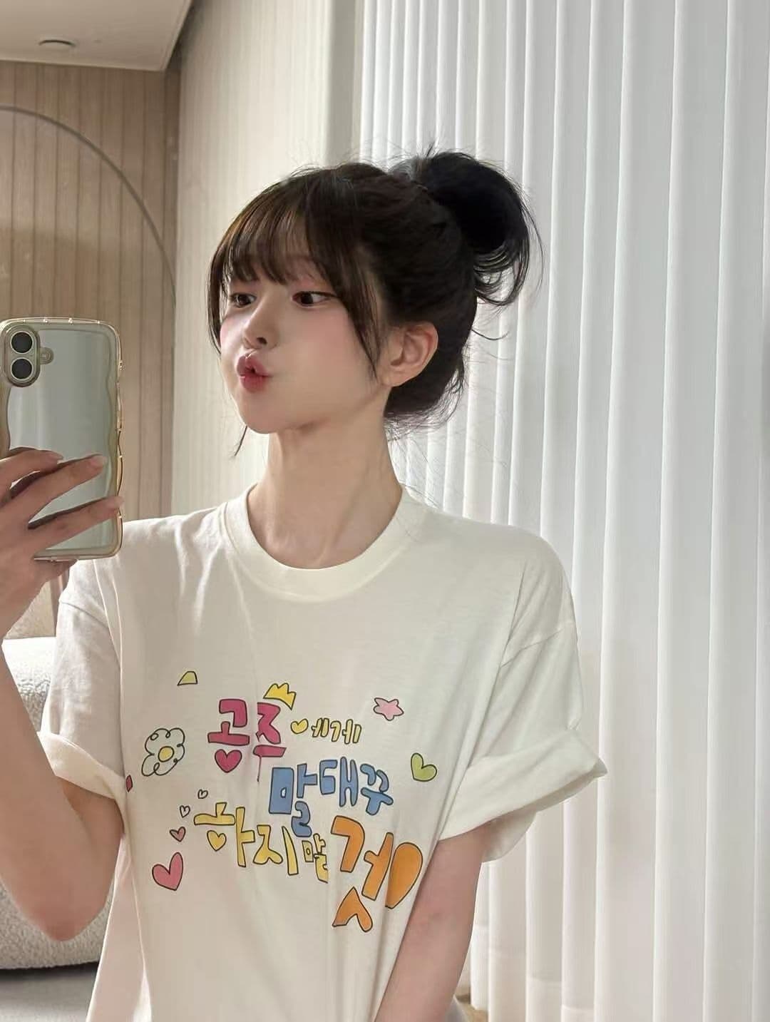 새로운 생방송 품질 이후 패키지 칼라 반팔 티셔츠 한 문자 프린트 트렌디 이미지 4