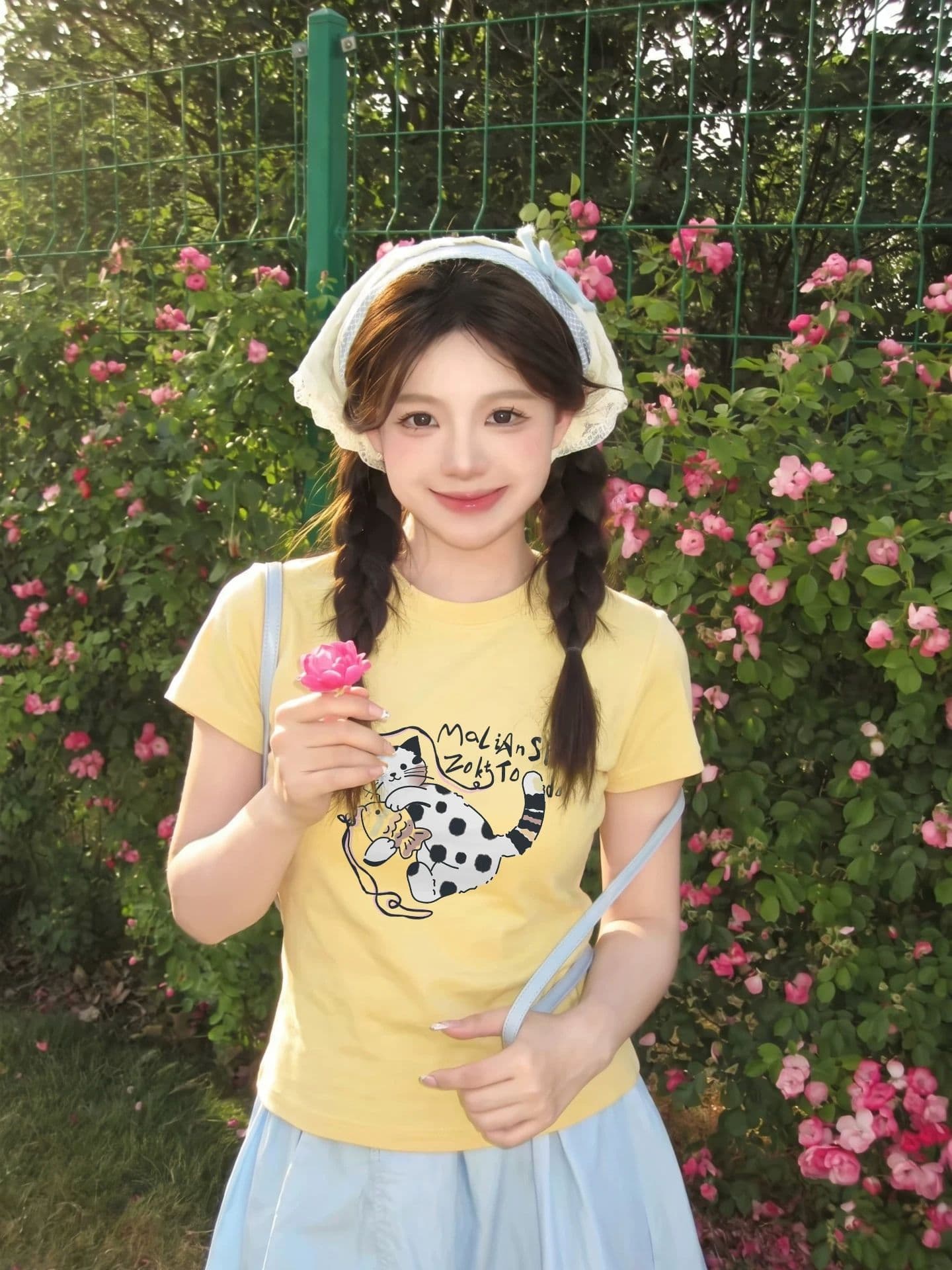 새로운 출처 생방송 품질 이후 패키지 칼라 높은 탄력성 몸매 가꾸기 고양이 프린트 상세 이미지 8