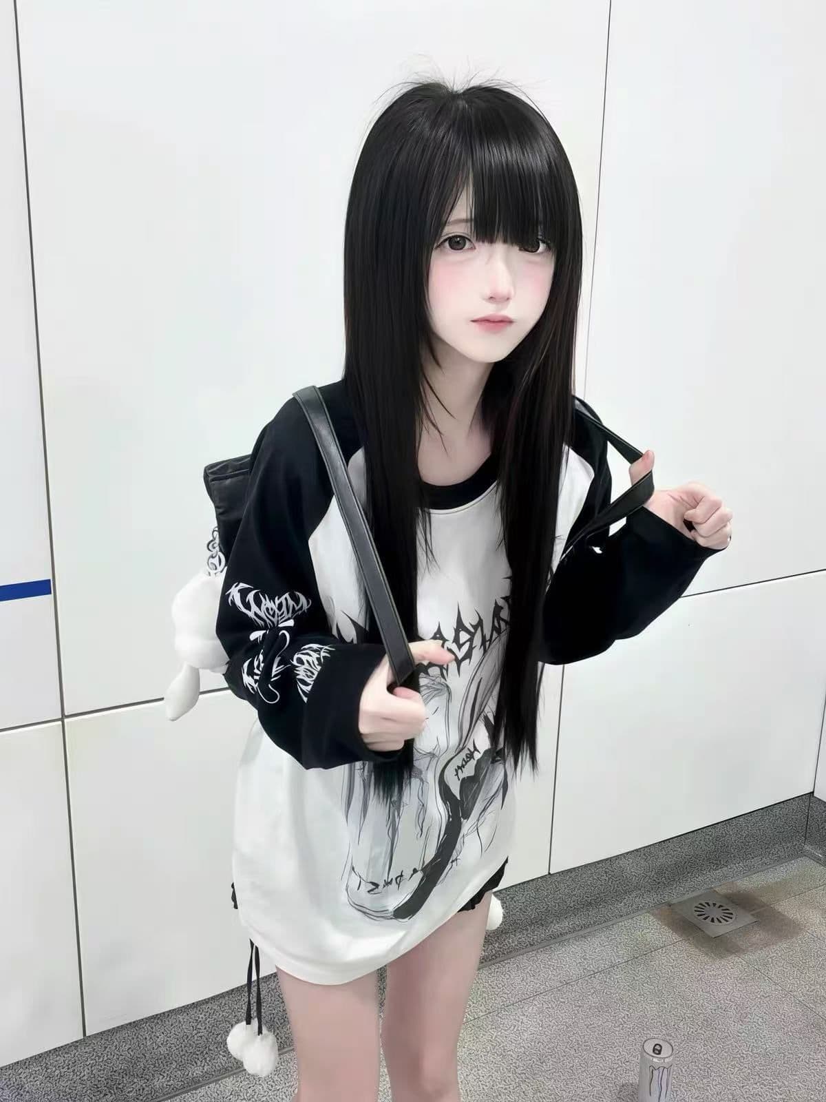 새로운 생방송 품질 삽입 어깨 소매 당겨서 기사 이후 패키지 칼라 만화 프린트 상세 이미지 5