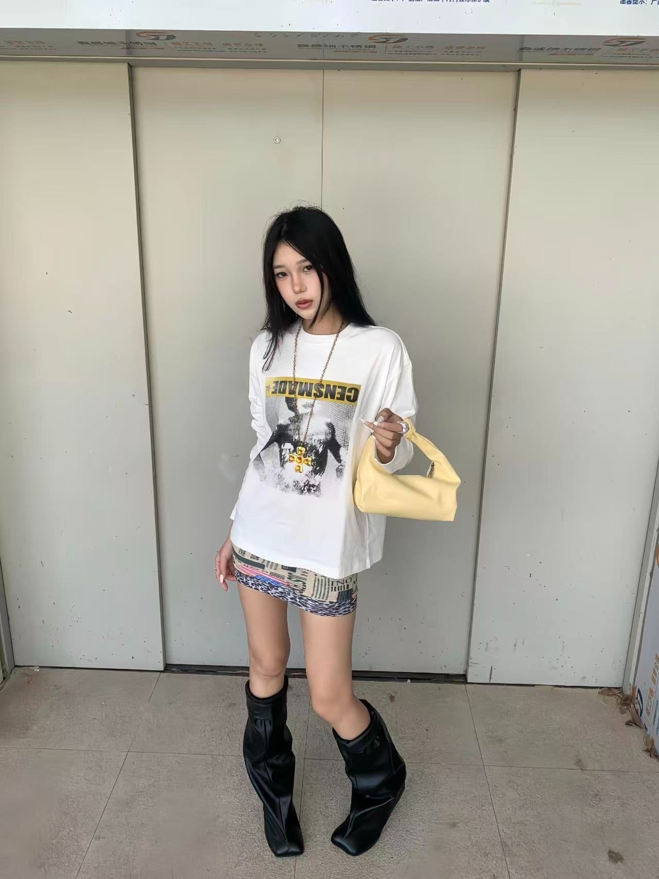 봄 가을 새로운 이후 패키지 칼라 긴팔 라운드 넥 티셔츠 알파벳 프린트 맨위 이미지 3