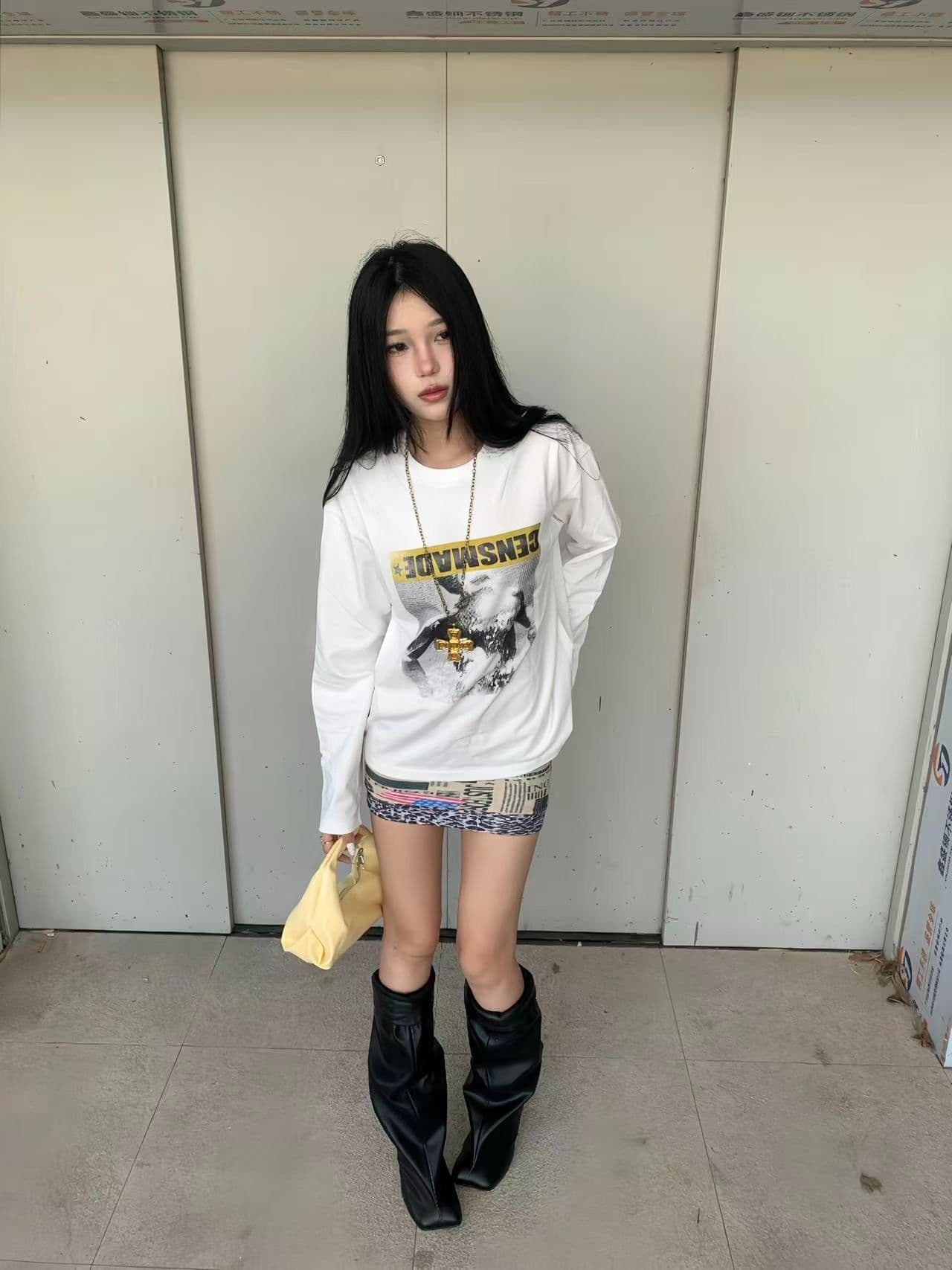 봄 가을 새로운 이후 패키지 칼라 긴팔 라운드 넥 티셔츠 알파벳 프린트 맨위 상세 이미지 2