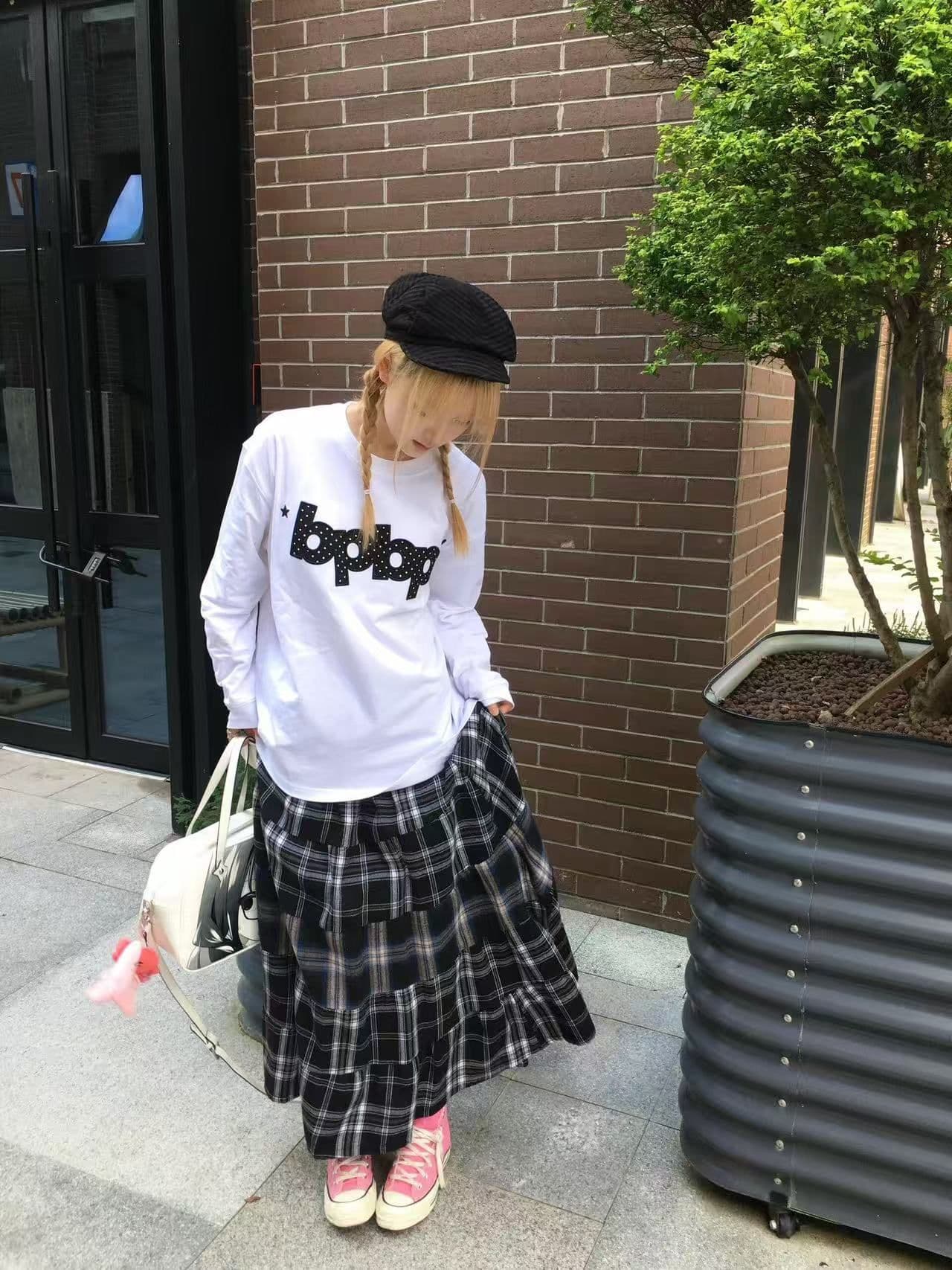 봄 가을 새로운 이후 패키지 칼라 긴팔 라운드 넥 도트 무늬 알파벳 프린트 상세 이미지 7