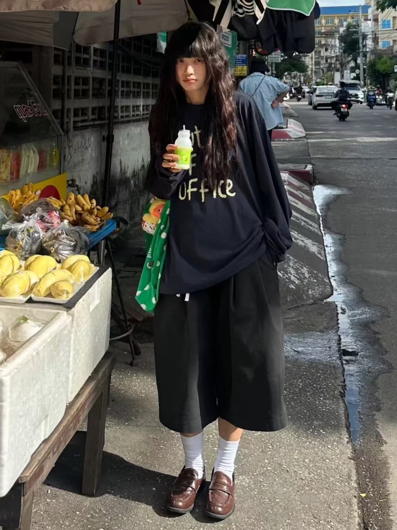 봄 가을 새로운 이후 패키지 칼라 긴팔 라운드 넥 티셔츠 알파벳 프린트 이미지 3