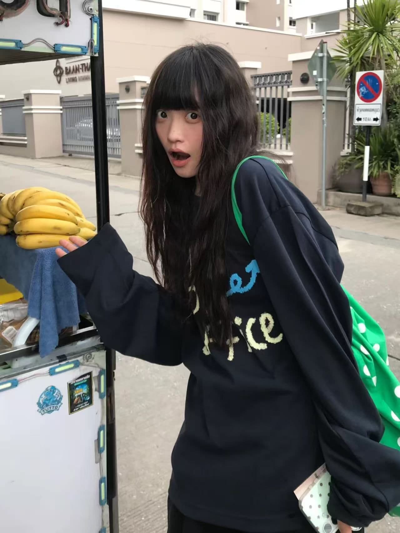 봄 가을 새로운 이후 패키지 칼라 긴팔 라운드 넥 티셔츠 알파벳 프린트 상세 이미지 5