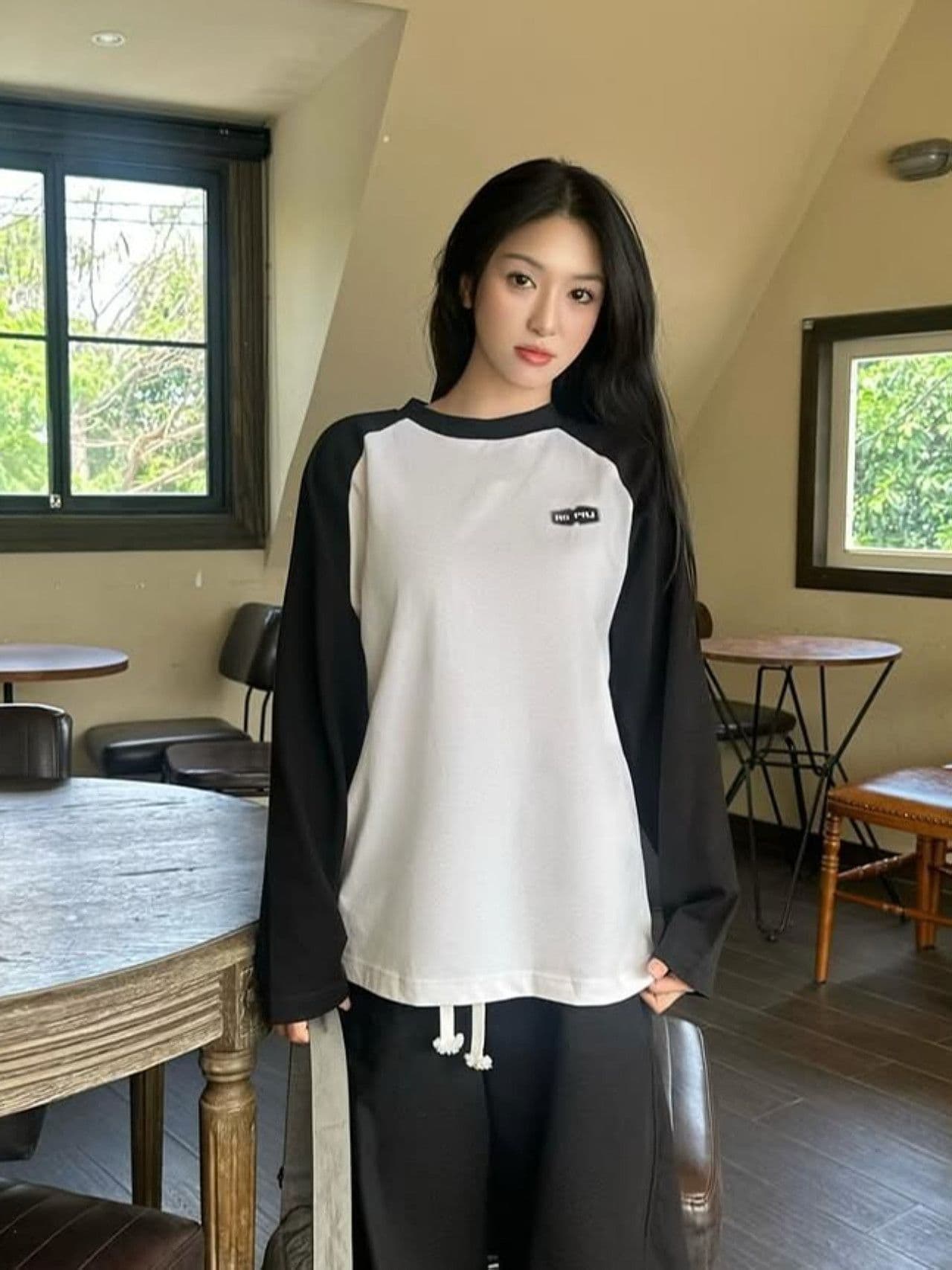 새로운 생방송 품질 삽입 어깨 소매 당겨서 기사 이후 패키지 칼라 뒤로 알파벳 이미지 4